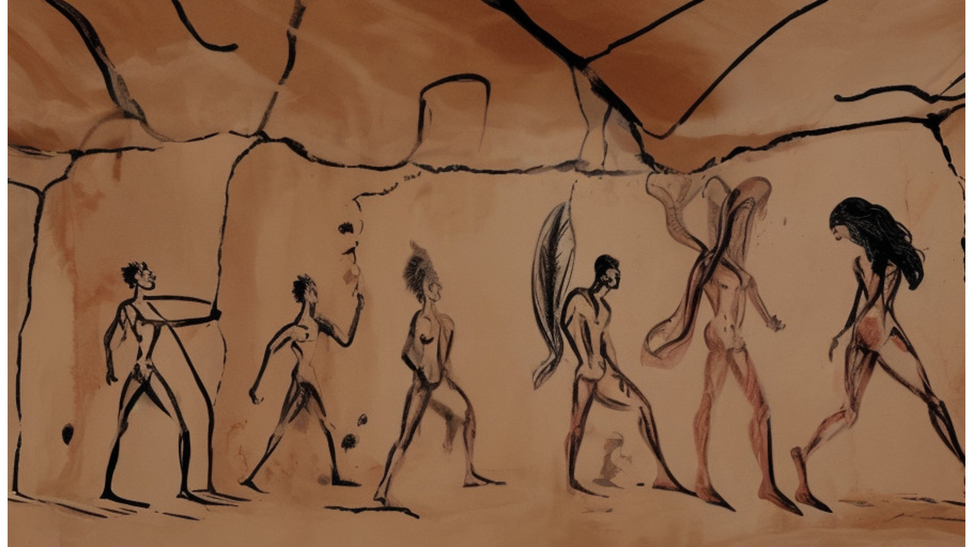 An Bing AI generated image of ancient cave drawings