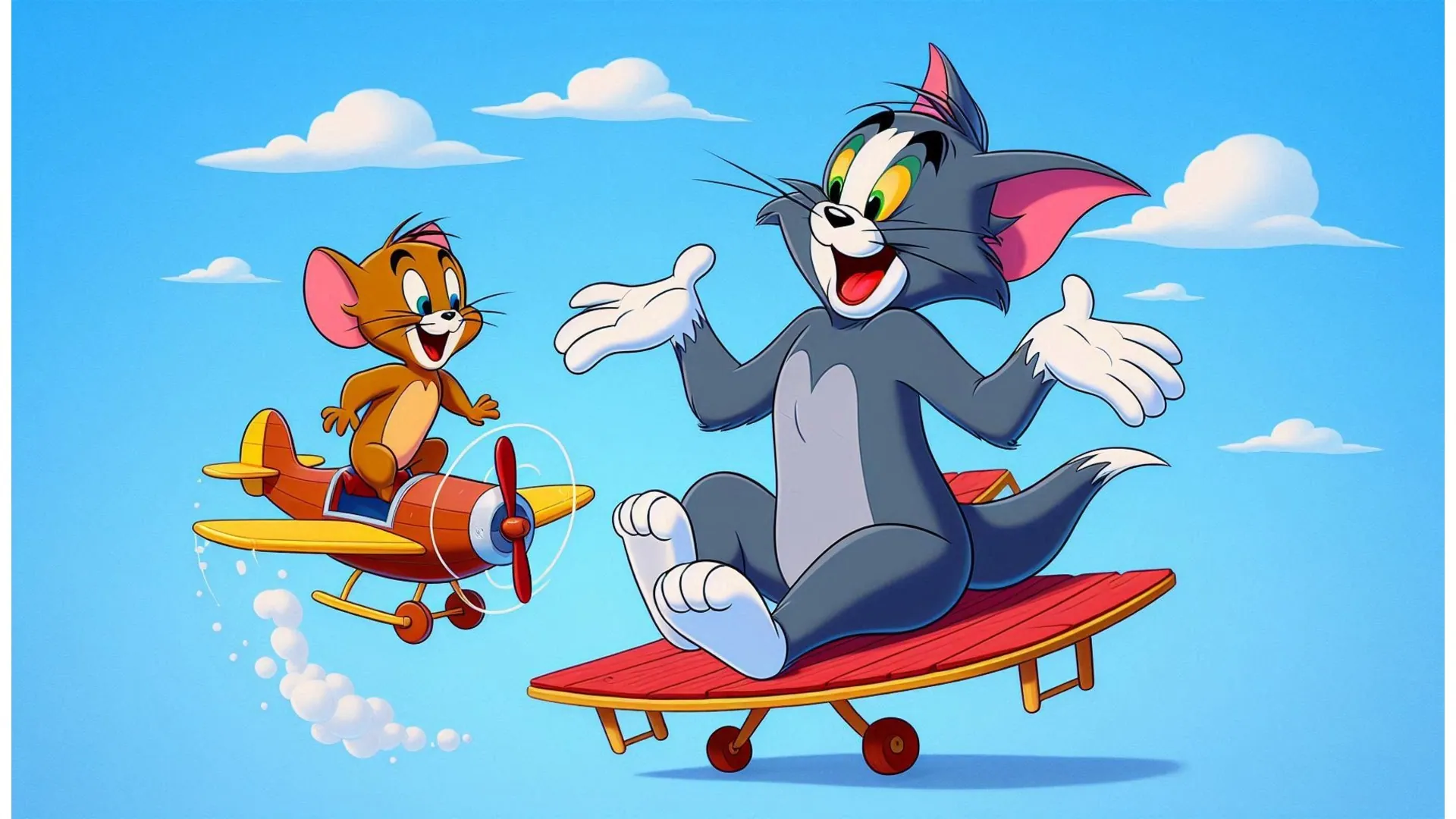 An Ai generated image of 2d animation of tom and jerry cartoon