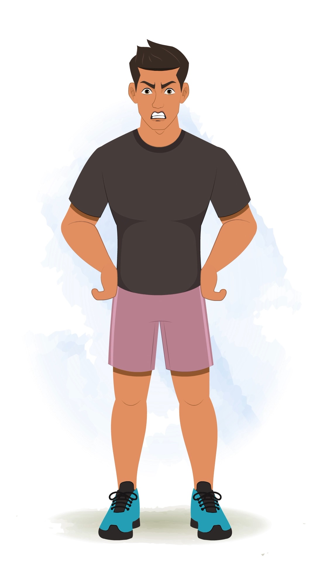 An angry workout man animated cartoon character aka Lovsh