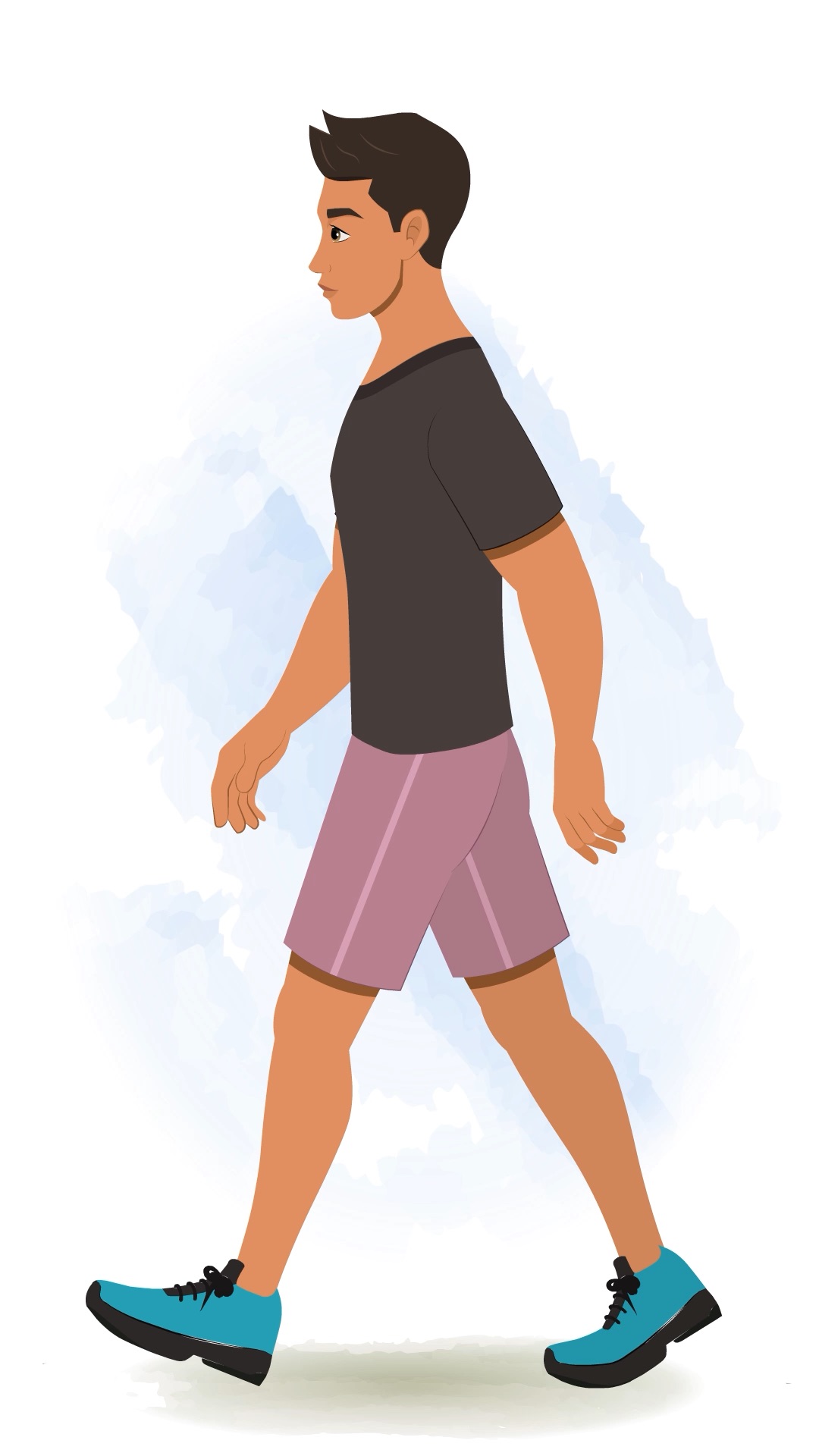 A workout man walking side view animated cartoon character aka Lovsh