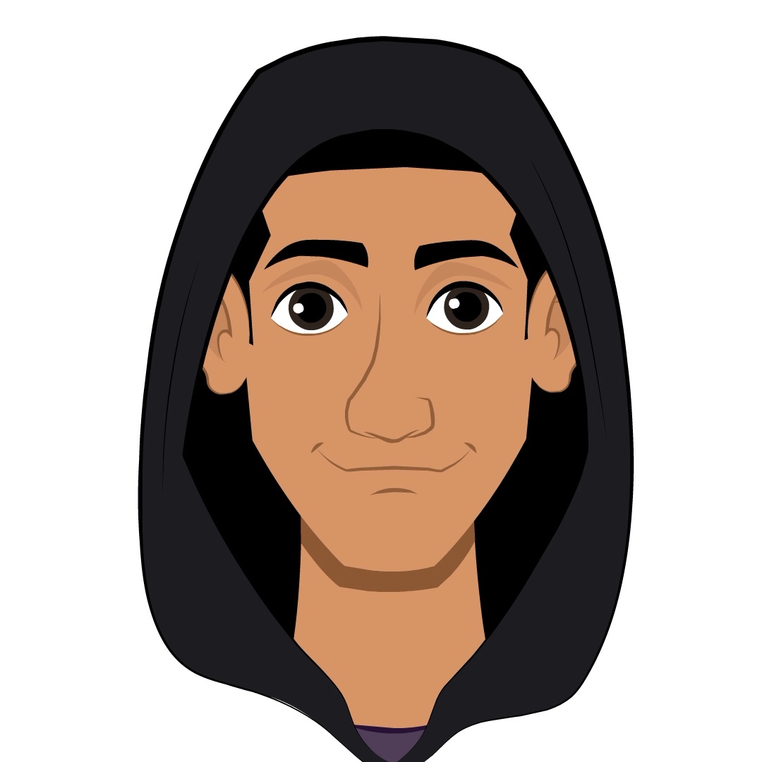 A hacker animated cartoon face with different facial expressions aka franklin