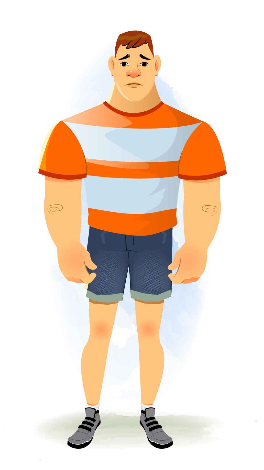 A muscular man sad animated cartoon character aka Monty