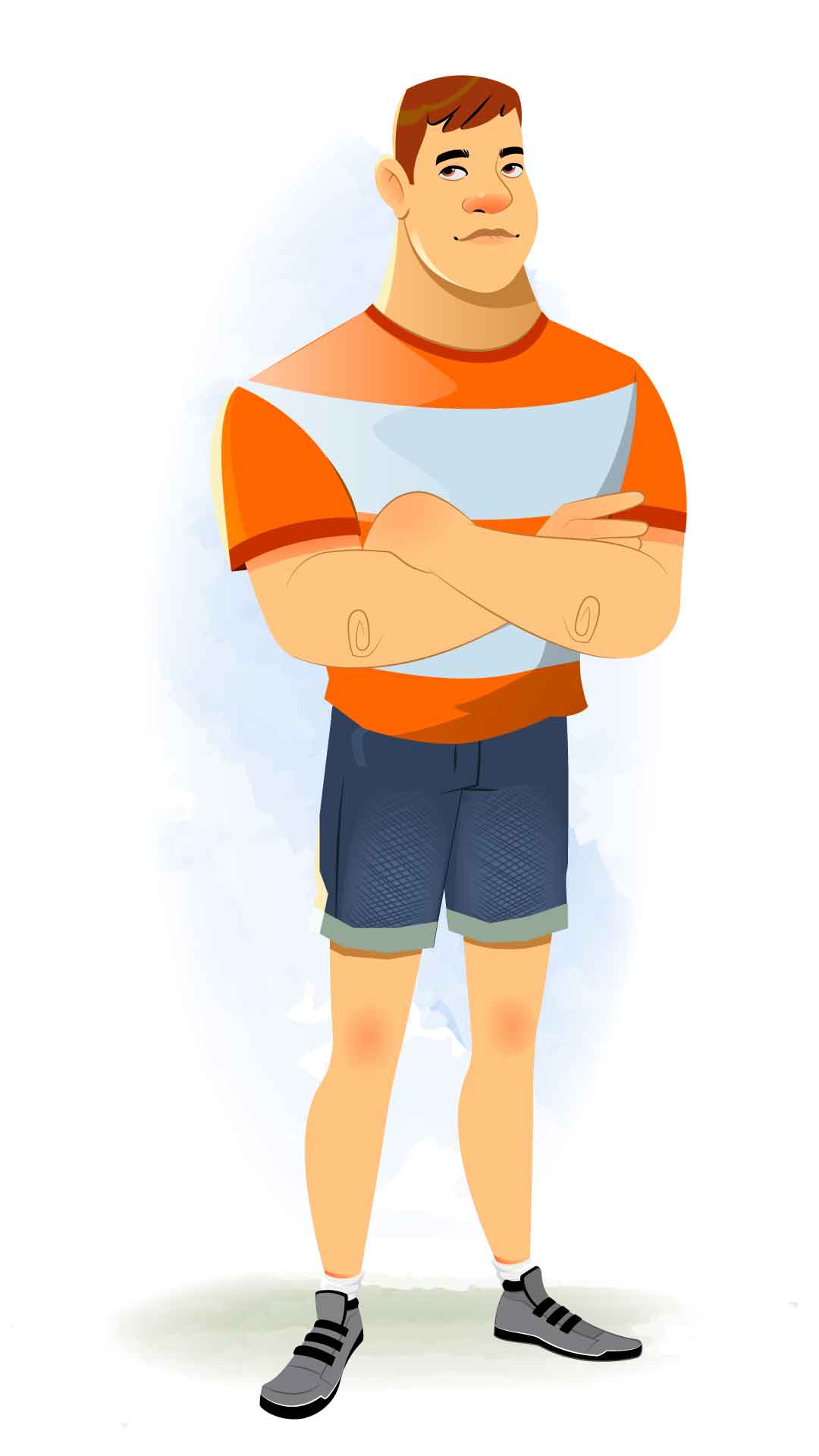 An annoyed muscular man animated cartoon character aka Monty