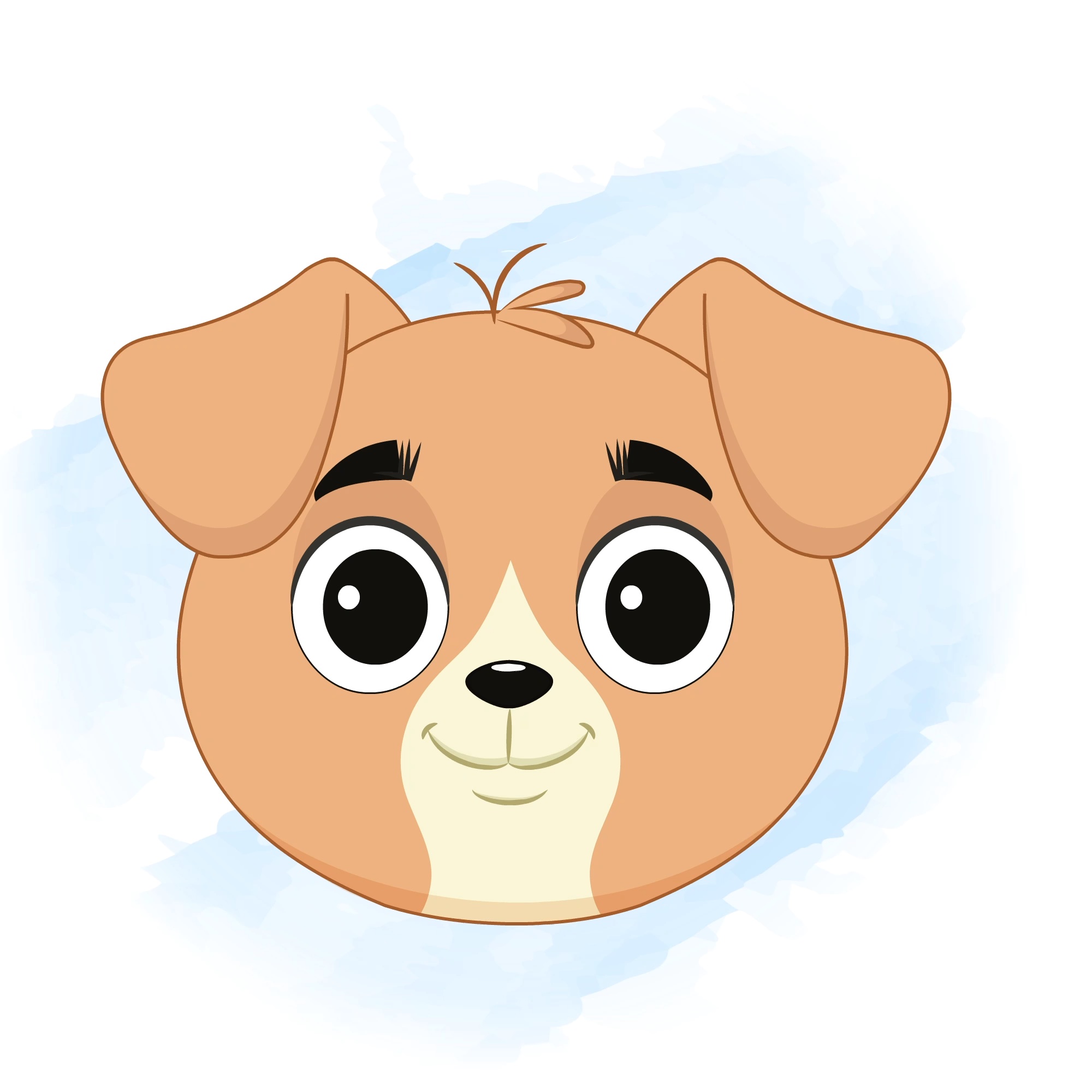 A cute little dog animated cartoon face with different facial expressions aka tara the dog