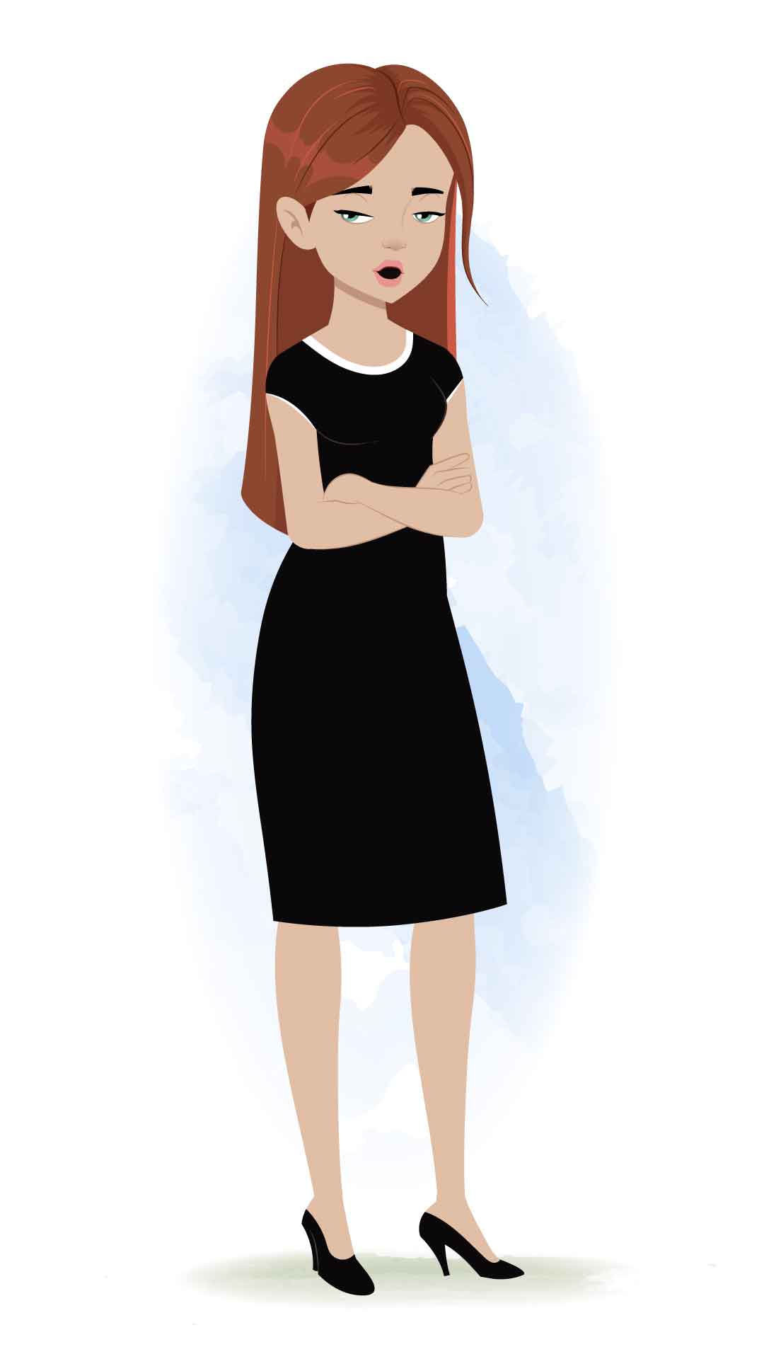 An annoyed business woman animated cartoon character aka eliana