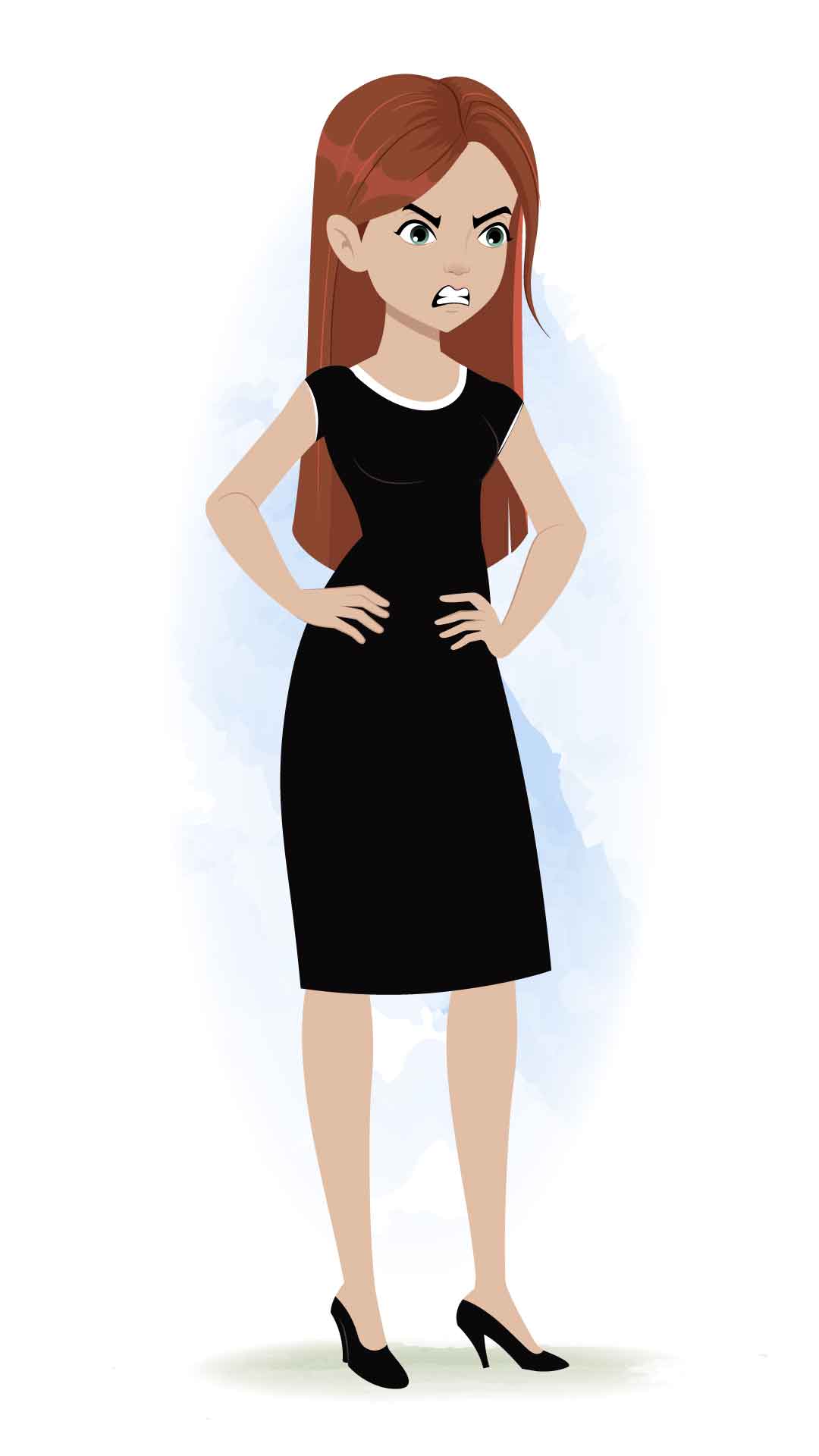 An angry business woman animated cartoon character aka eliana