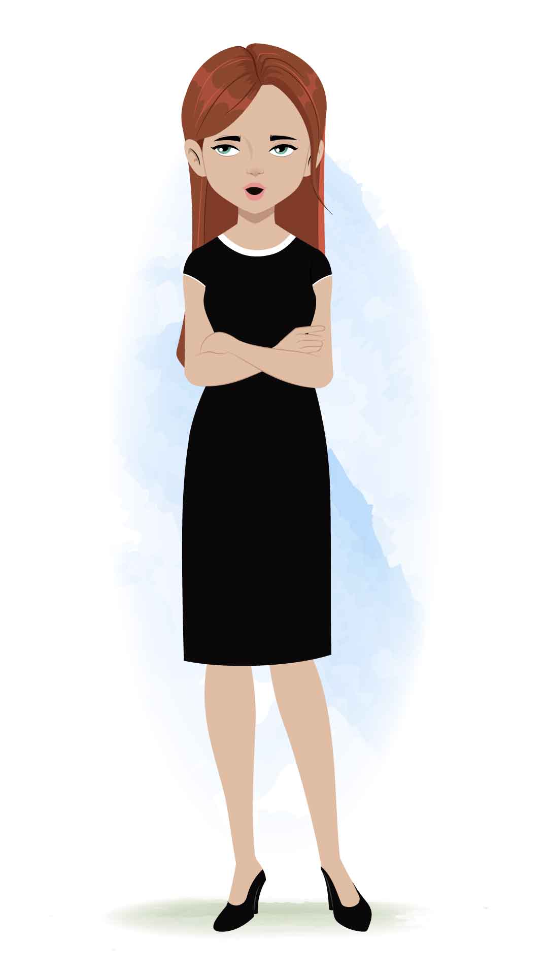 An annoyed business woman animated cartoon character aka eliana