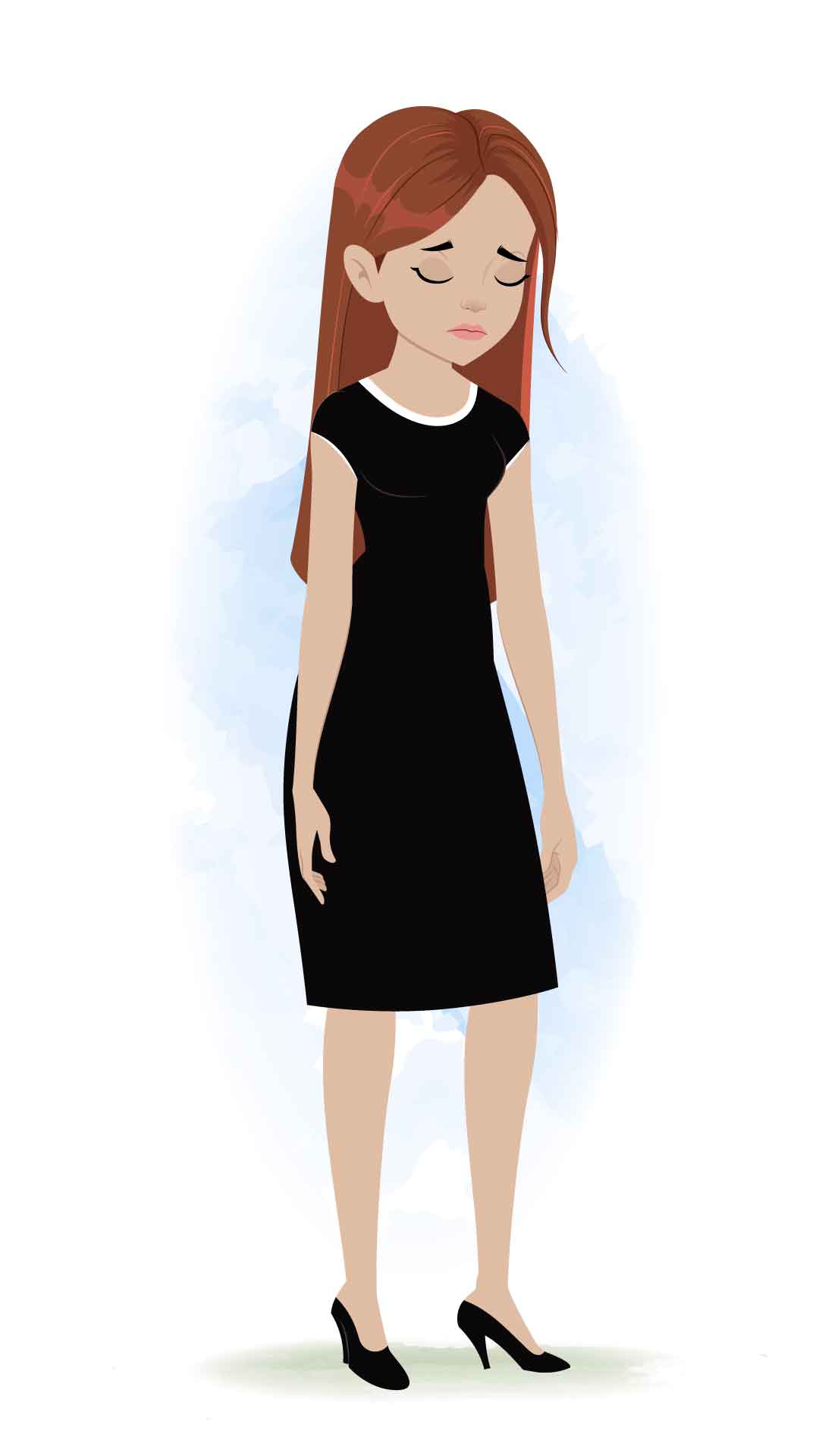 A business woman sad animated cartoon character aka eliana