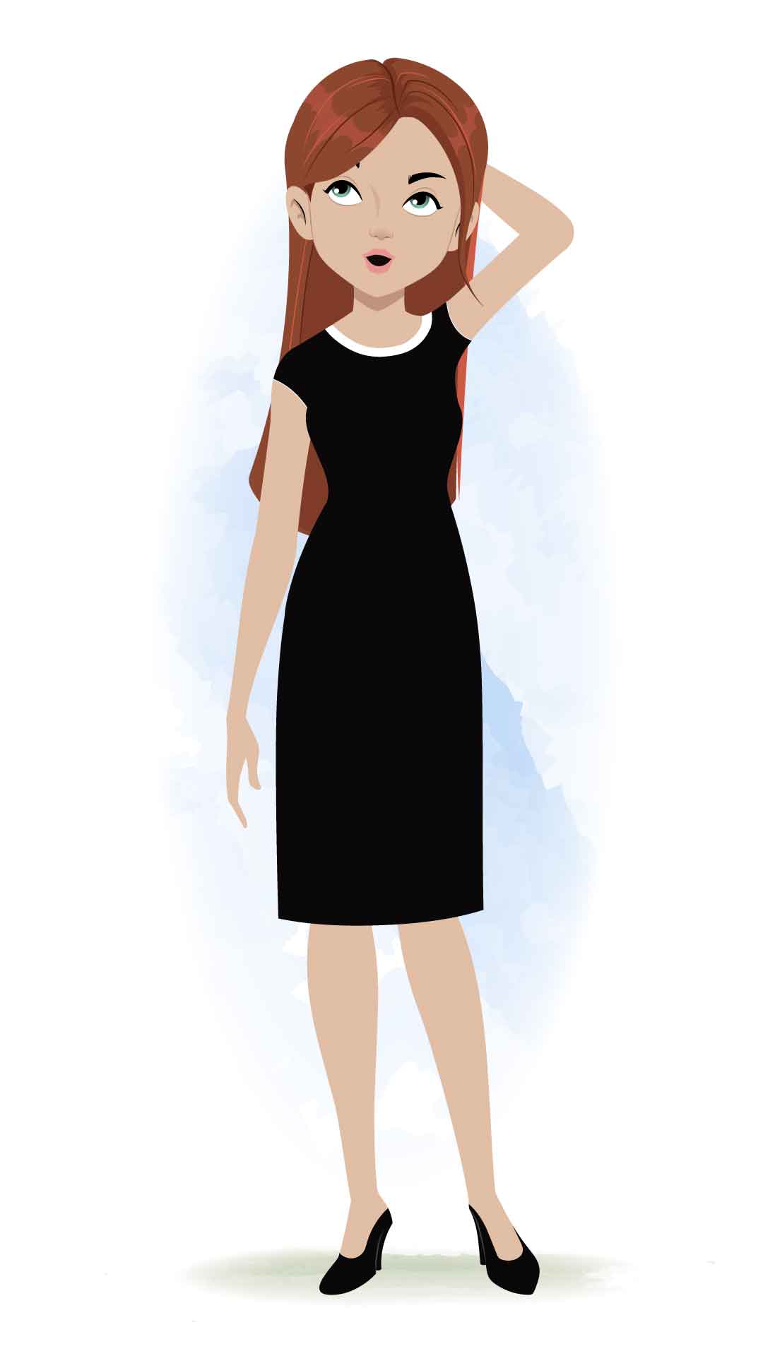 A confused business woman animated cartoon character aka eliana