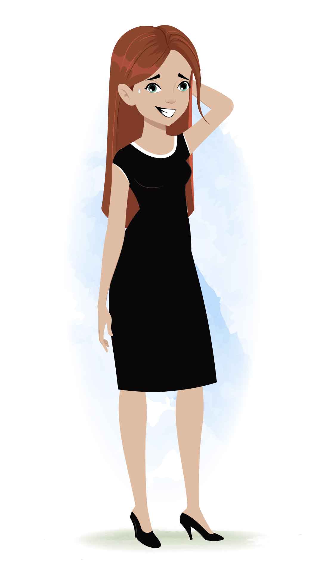 A nervous business woman animated cartoon character aka eliana