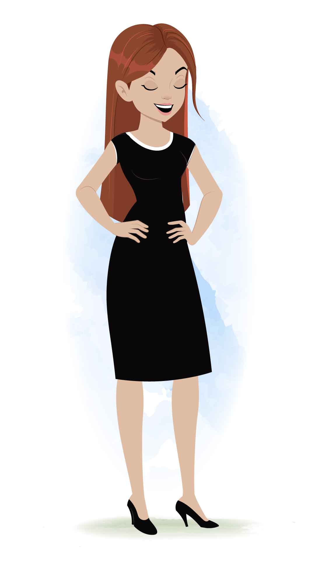 A business woman laughing animated cartoon character aka eliana