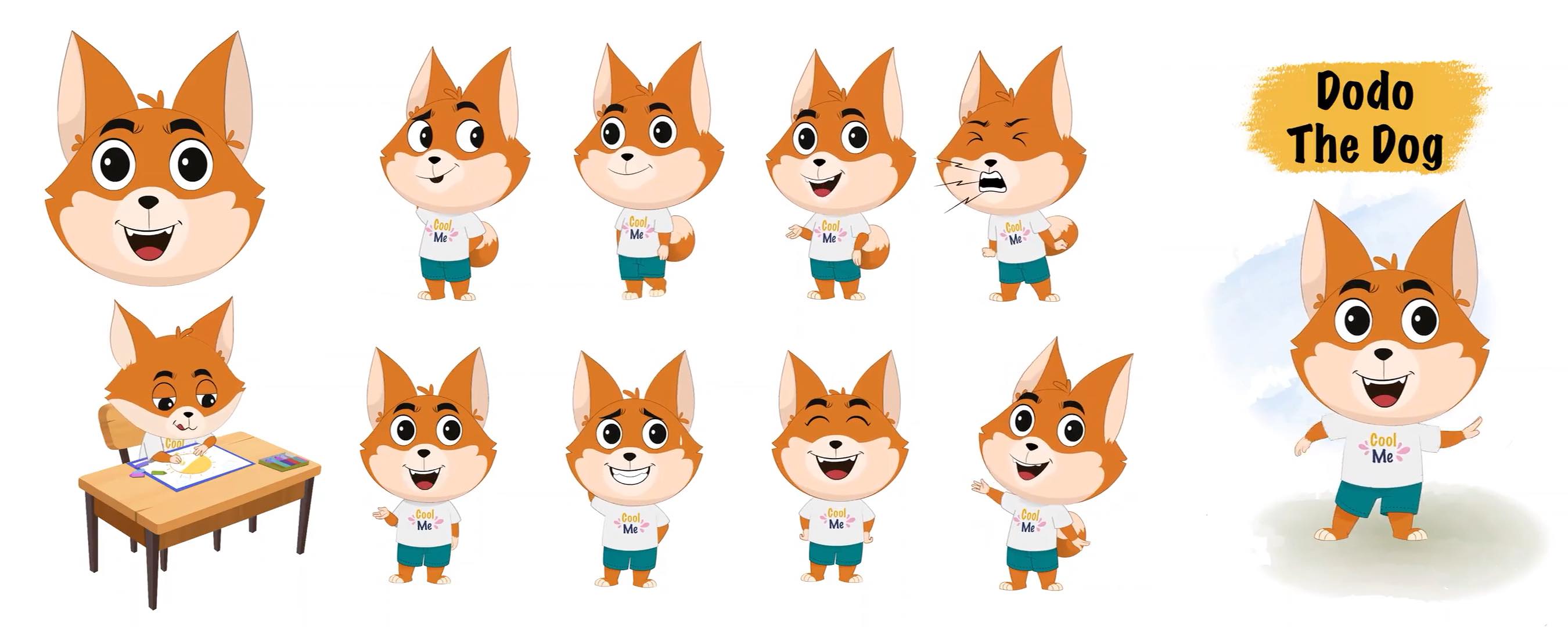 Cute little dog animated vector cartoon character model sheet AKA Dodo The Dog