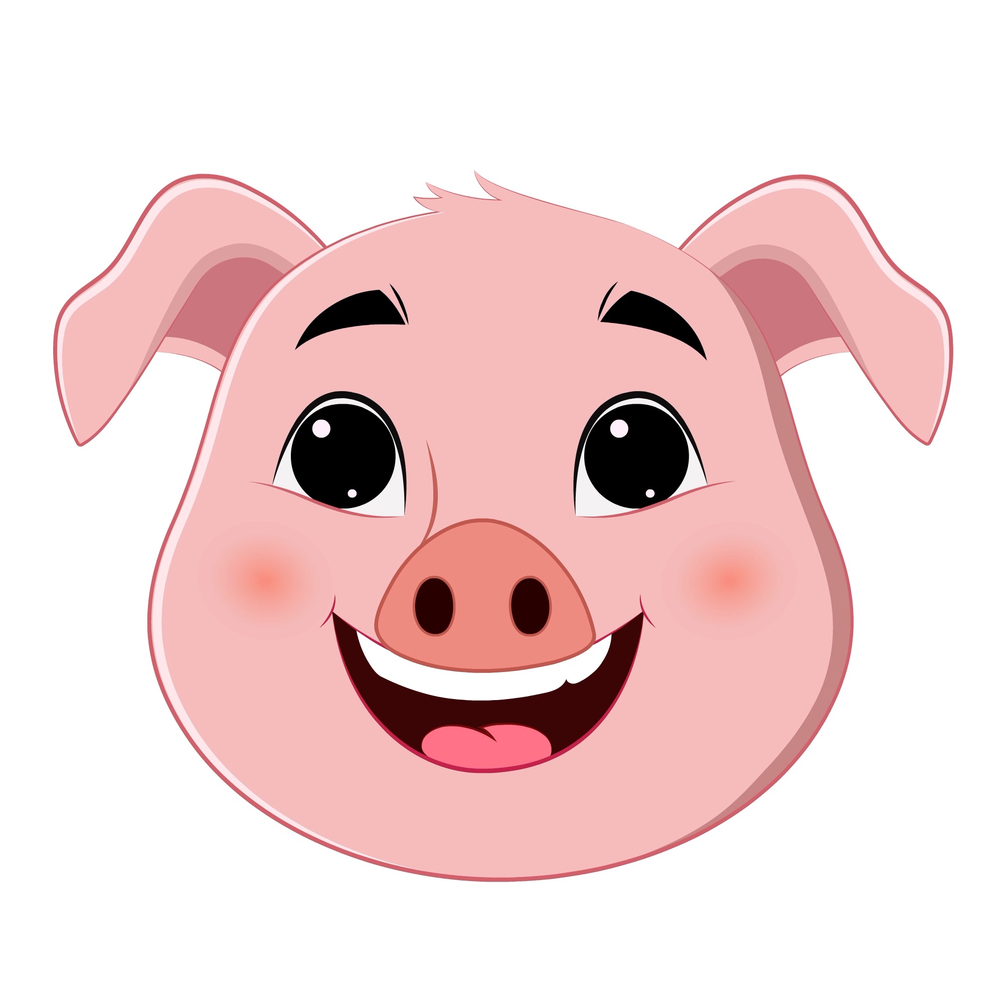 A cute pig animated cartoon face with different facial expressions aka lilu the pig