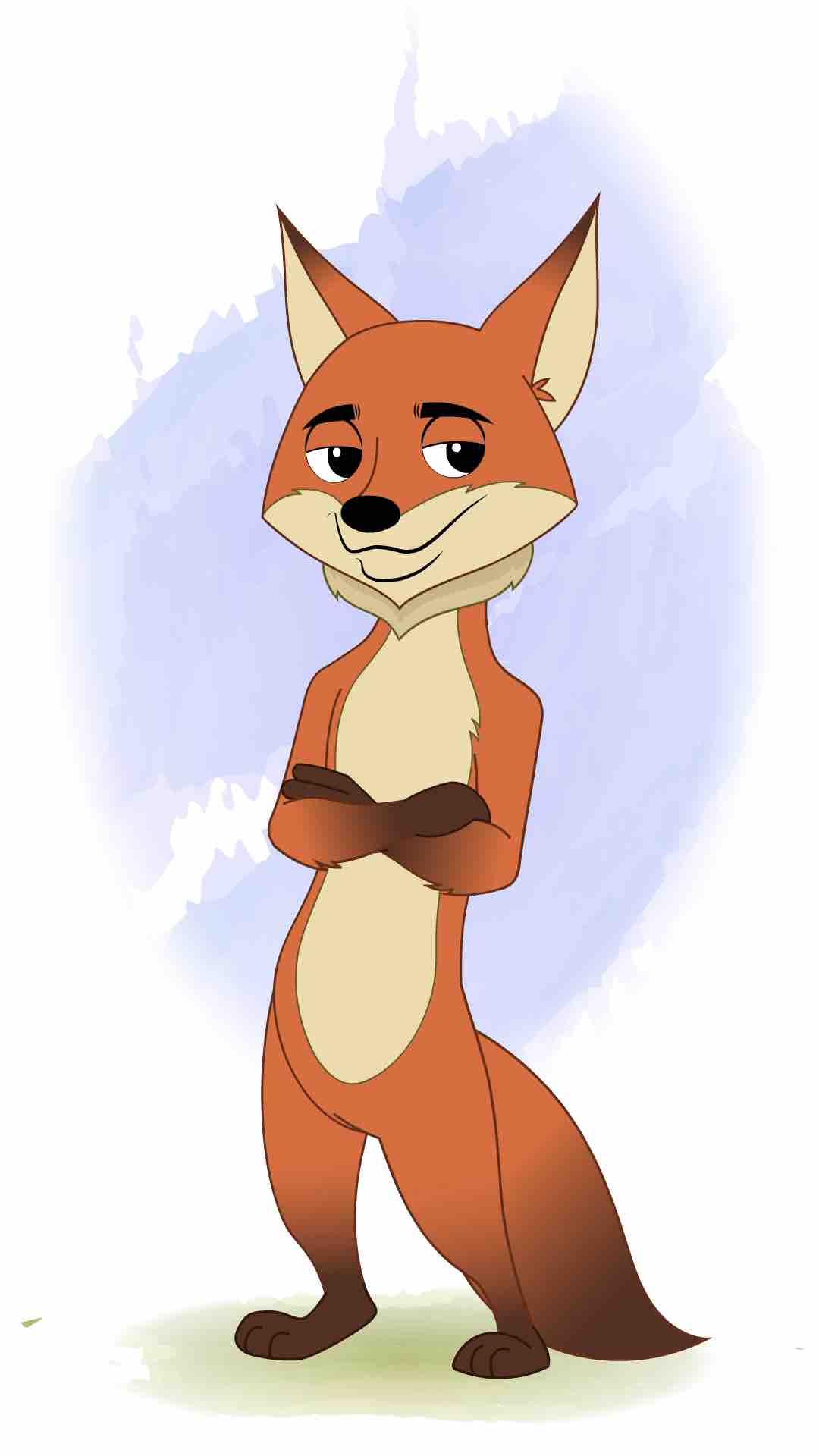 An annoyed little fox animated cartoon character aka fuxo the fox