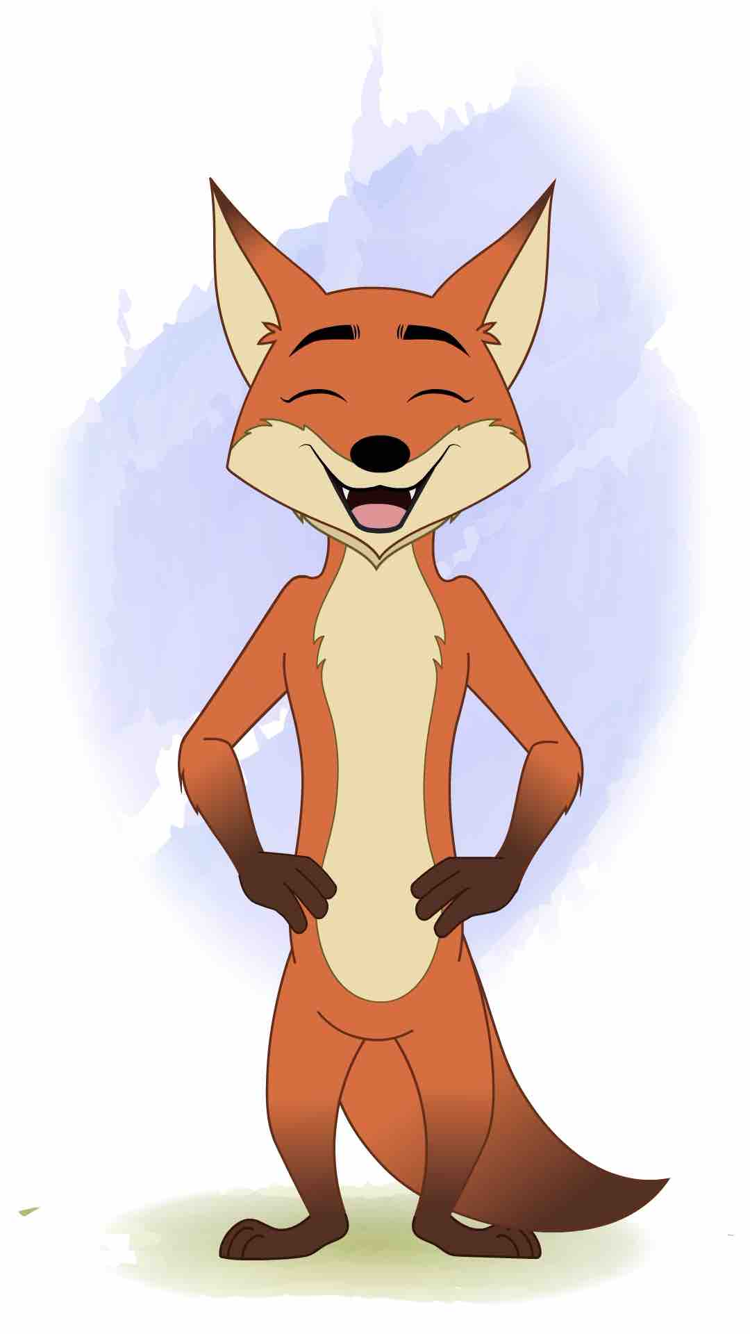 A little fox laughing animated cartoon character aka fuxo the fox