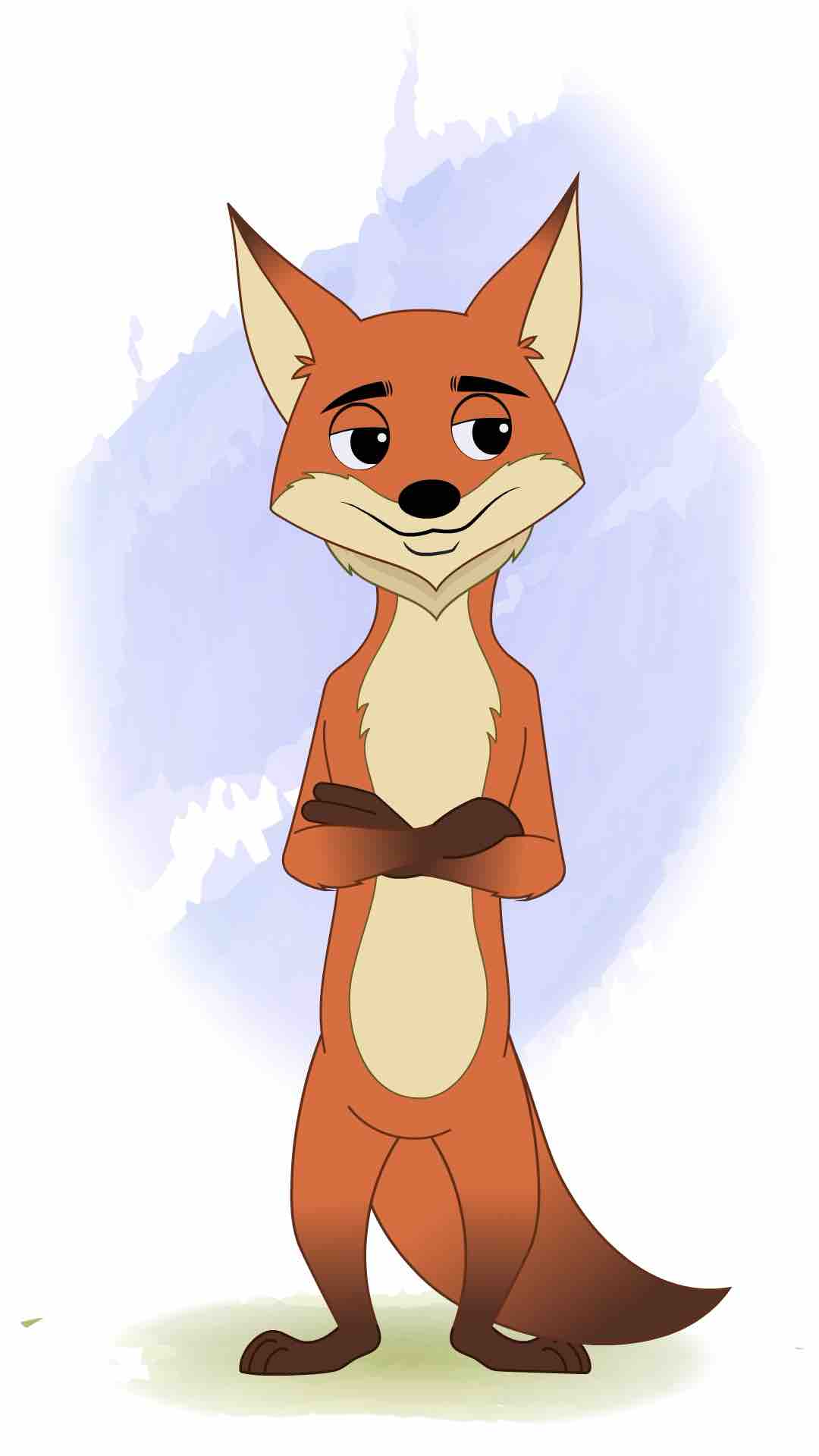 An annoyed little fox animated cartoon character aka fuxo the fox