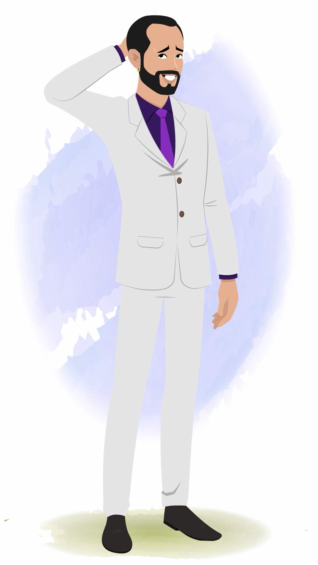 A nervous businessman animated cartoon character aka Jonathan