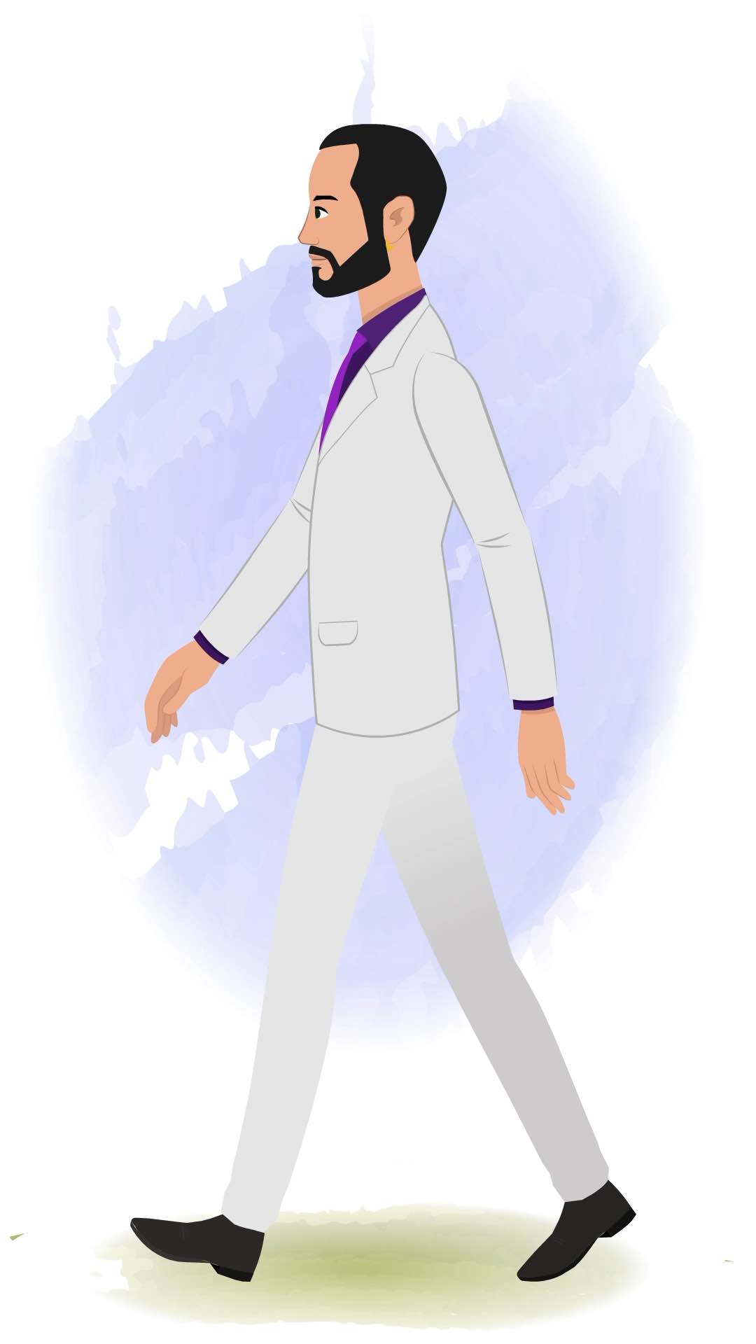 A businessman walking side view animated cartoon character aka Jonathan