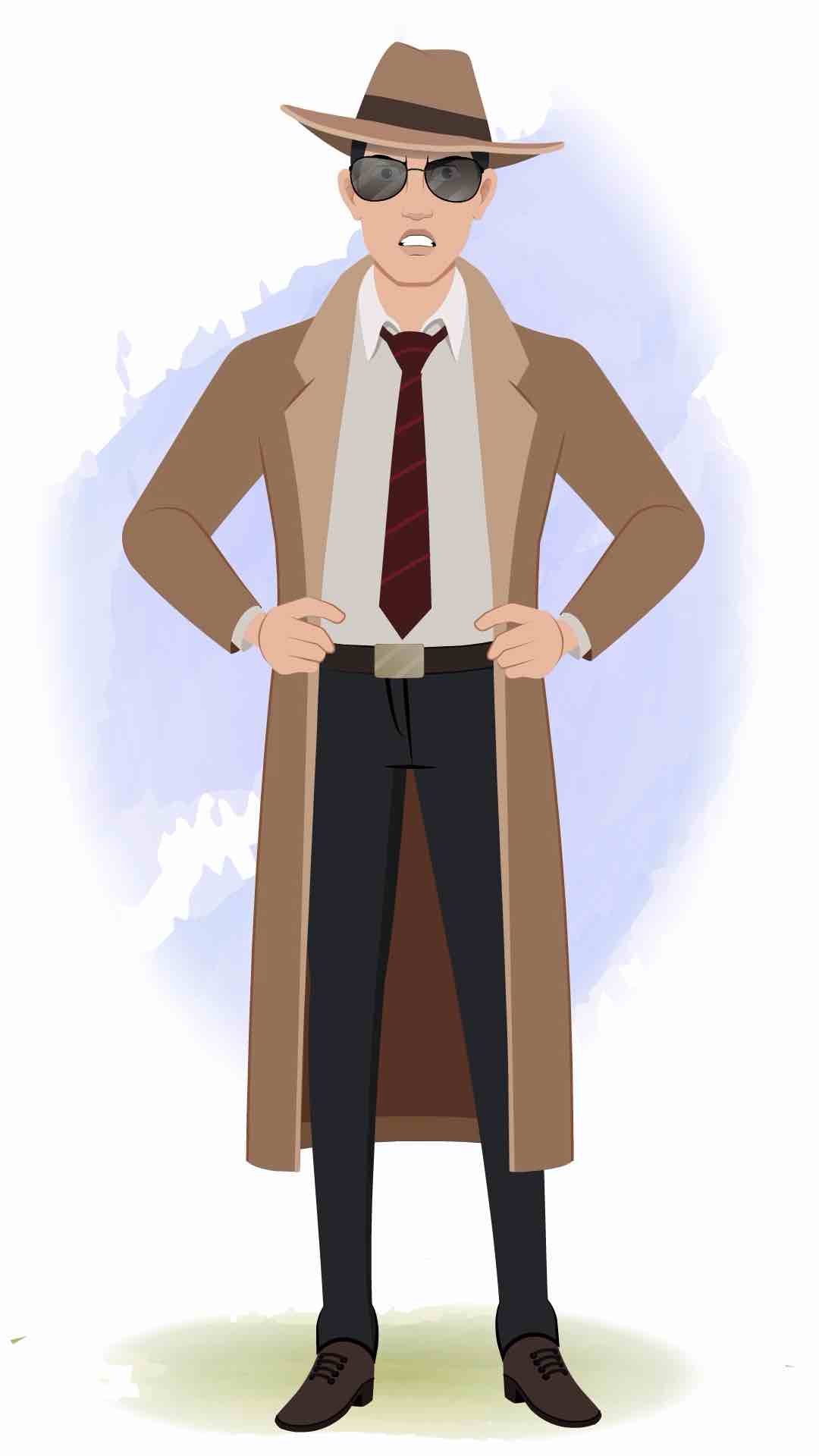 An angry detective man animated cartoon character aka mr. bakshi