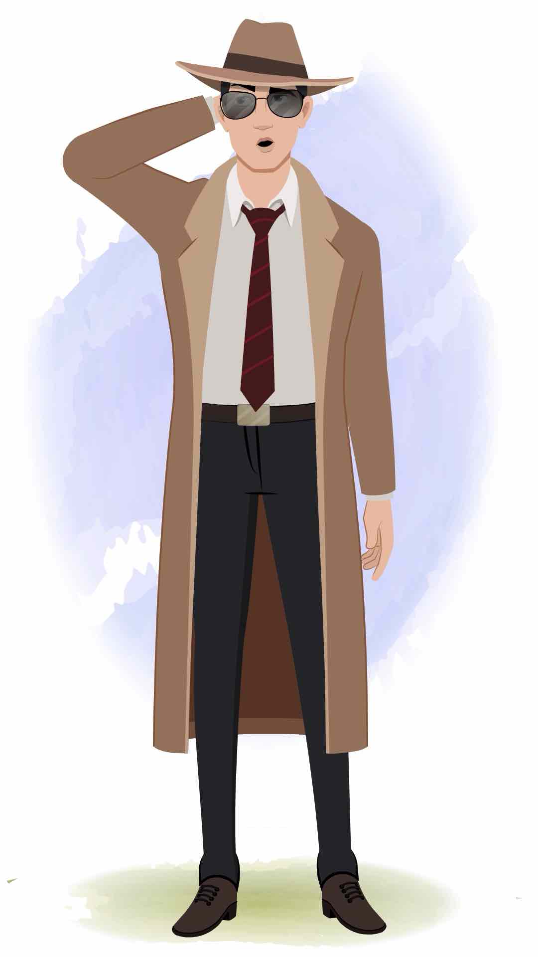 A confused detective man animated cartoon character aka mr bakshi