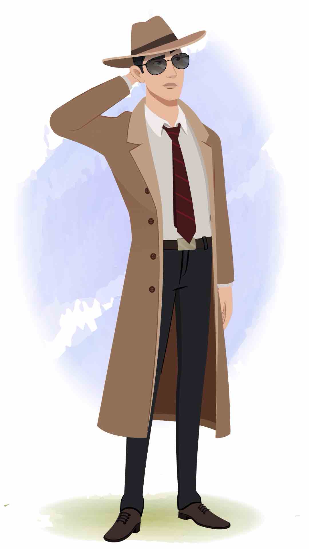 A confused detective man animated cartoon character aka mr bakshi