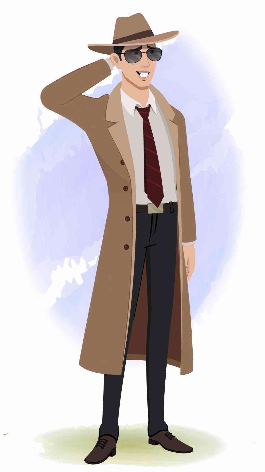 A nervous detective man animated cartoon character aka mr bakshi