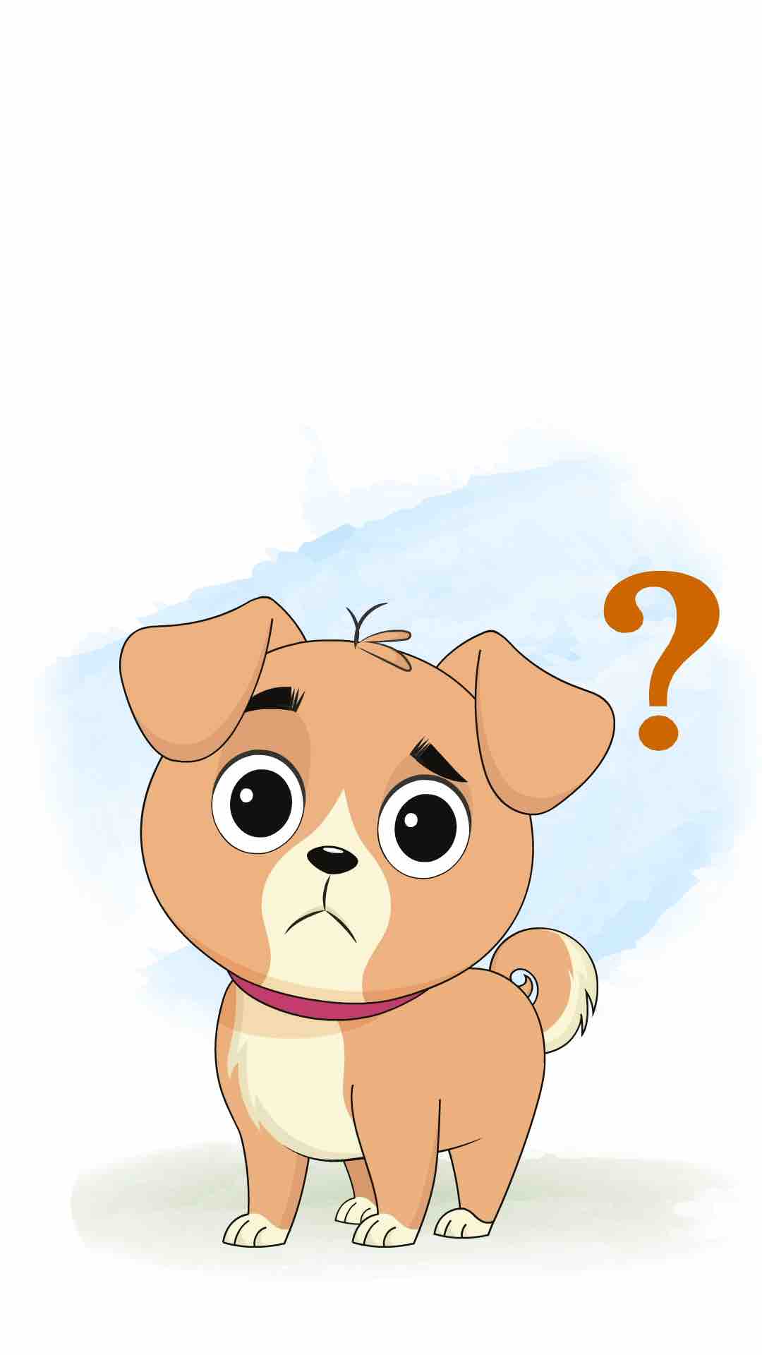 A confused little dog animated cartoon character aka rocky the dog