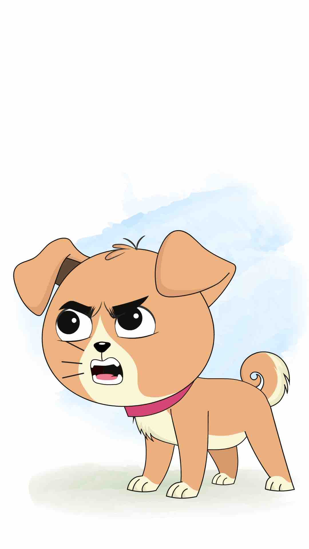 An angry little dog animated cartoon character aka rocky the dog,angry dog