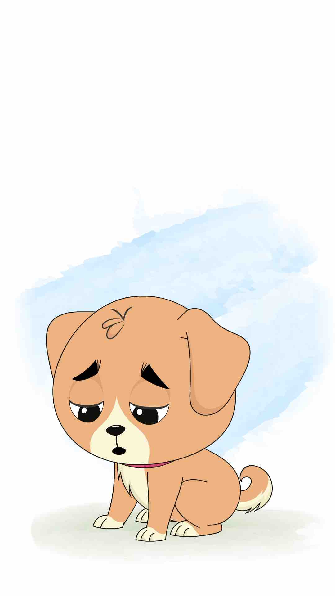 Little dog tired animated cartoon character aka rocky the dog