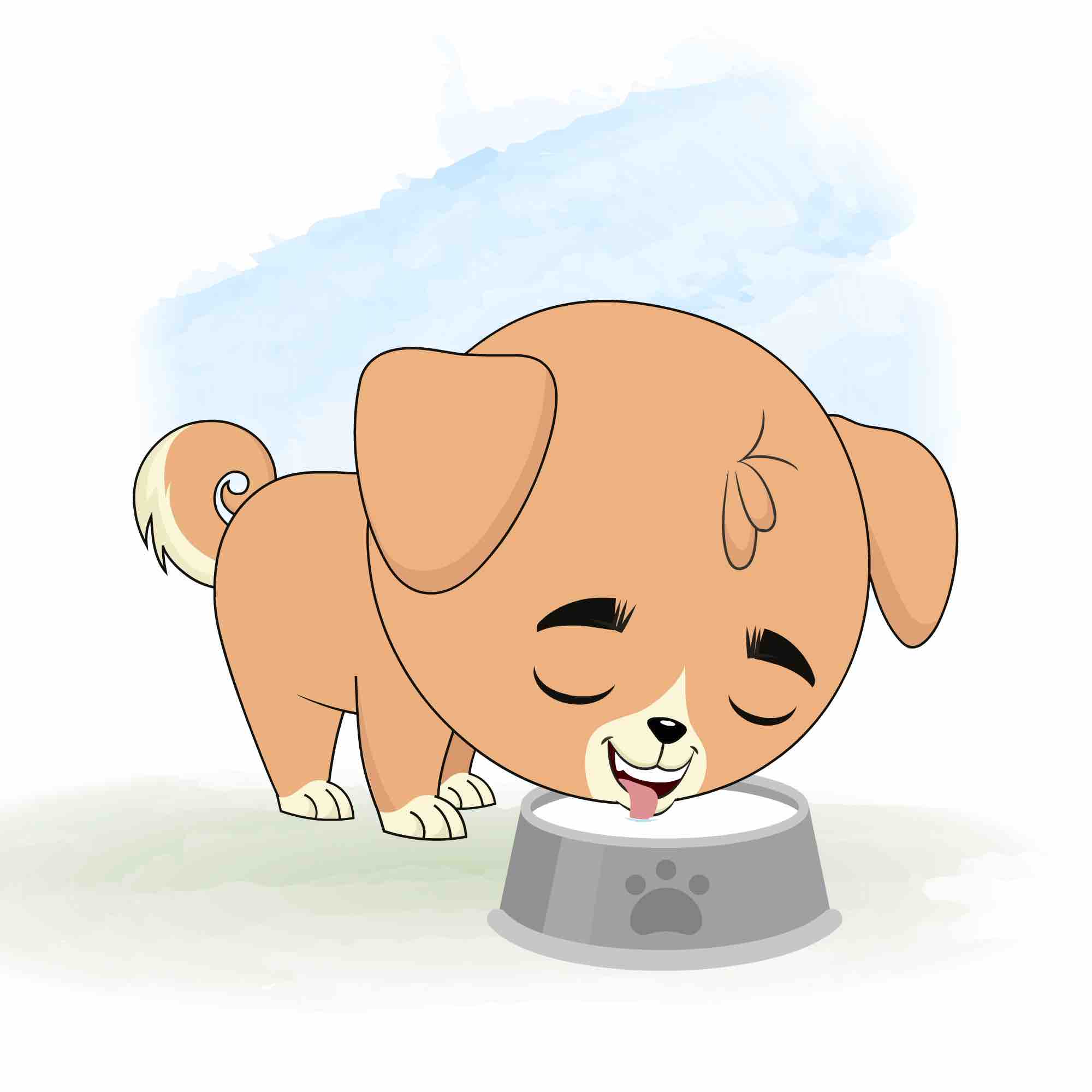 A little dog drinking milk animated cartoon character aka rocky the dog