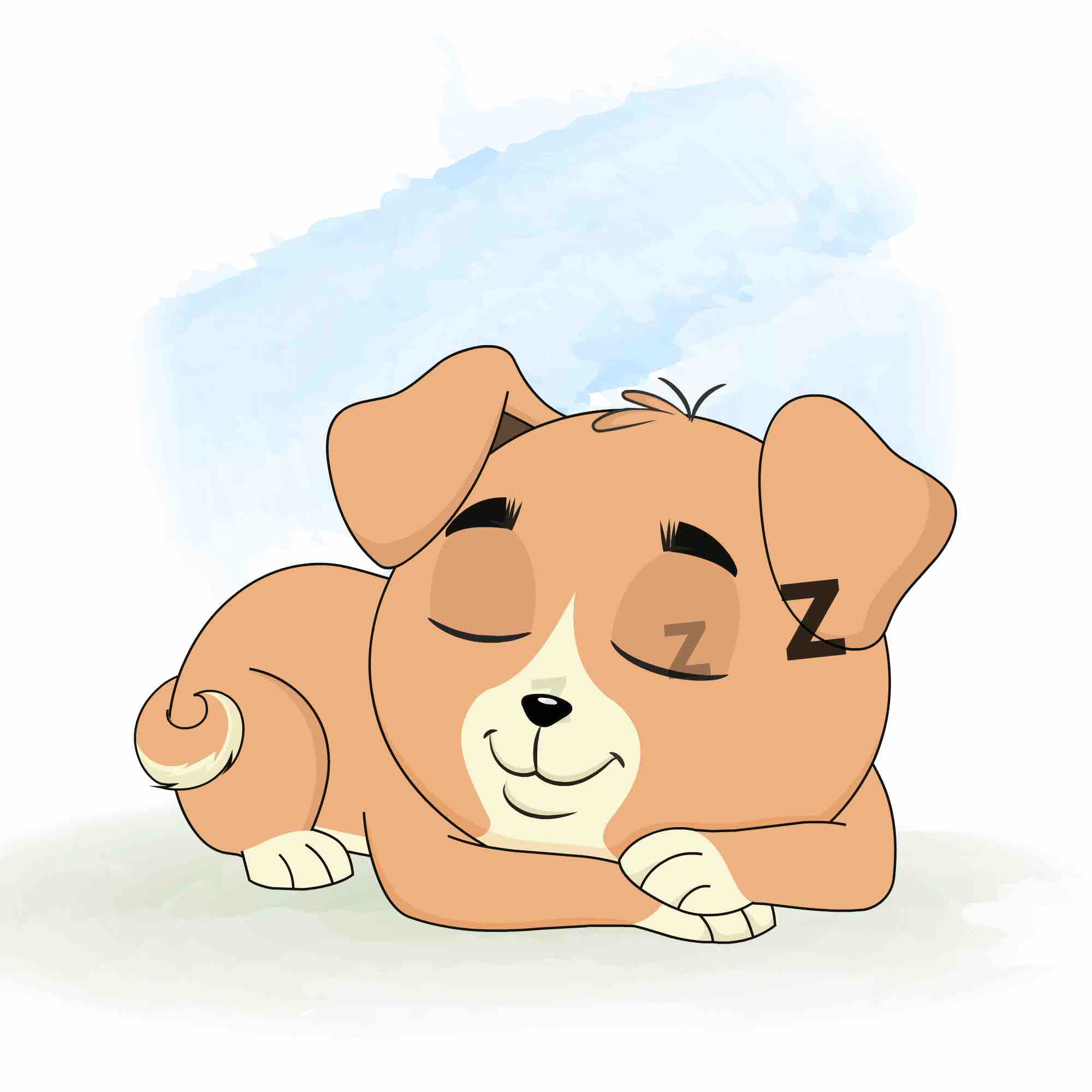 A little dog sleeping on floor animated cartoon character aka rocky the dog