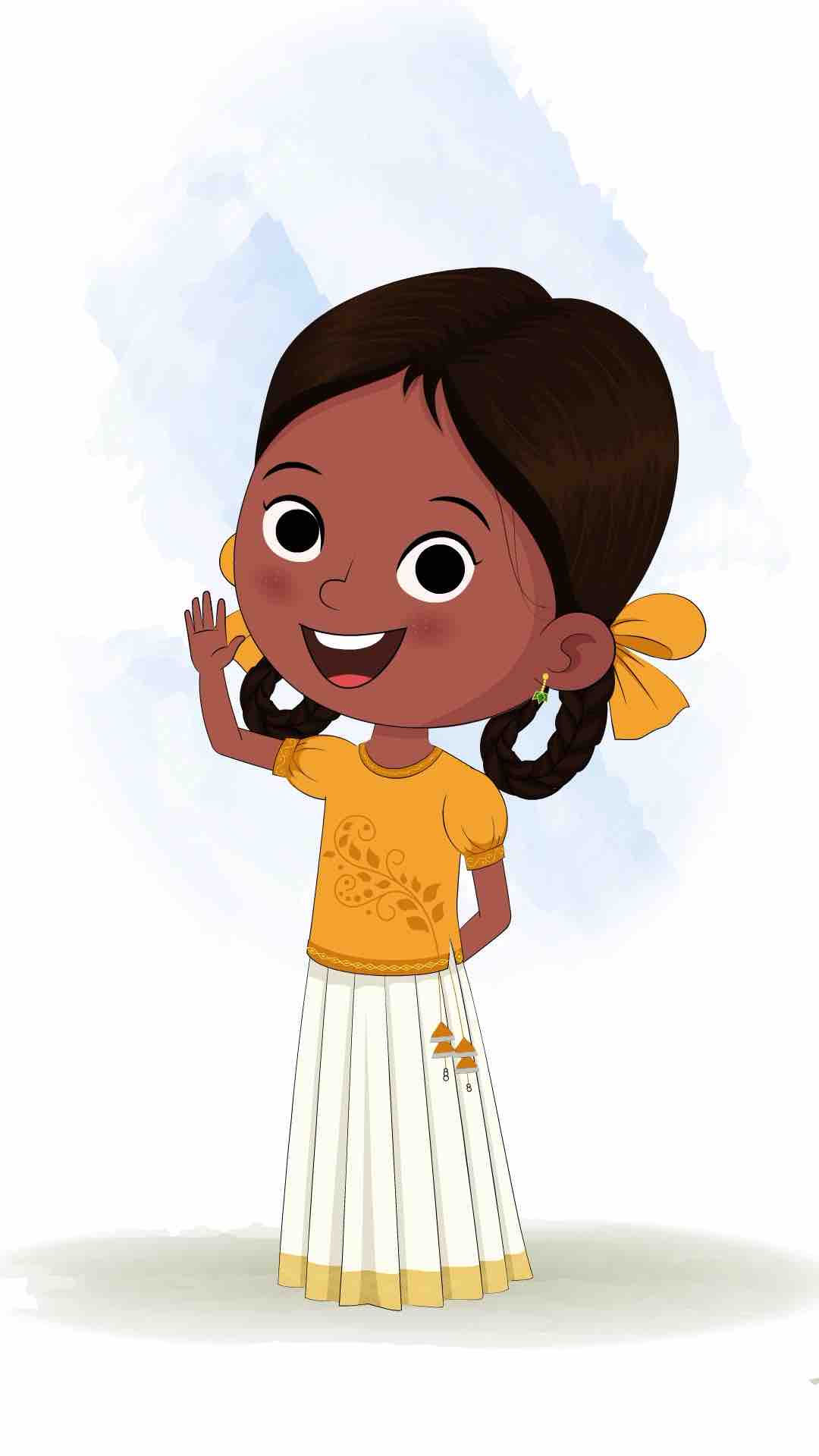 A little girl saying hello animated cartoon character aka tara