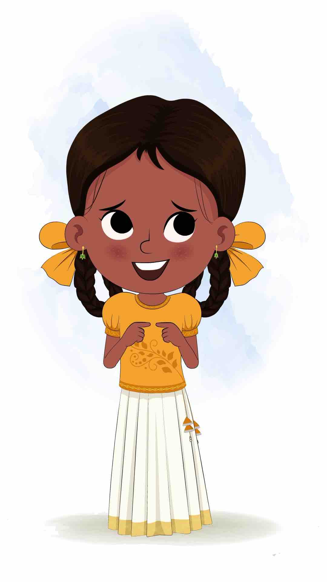 A nervous little girl animated cartoon character aka tara