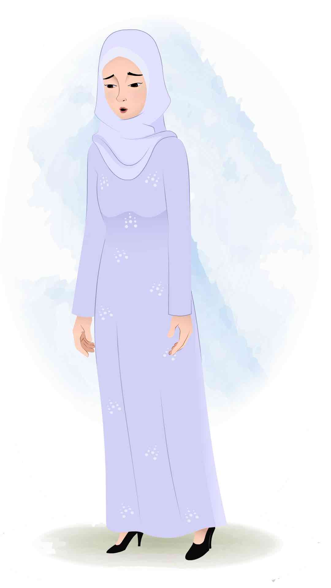 A muslim/arabic tired woman animated cartoon character aka joya