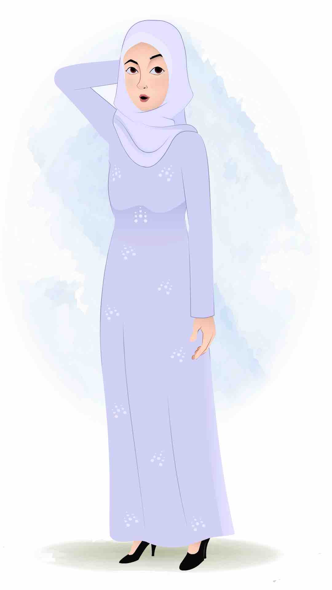 A confused muslim/arabic woman animated cartoon character aka joya