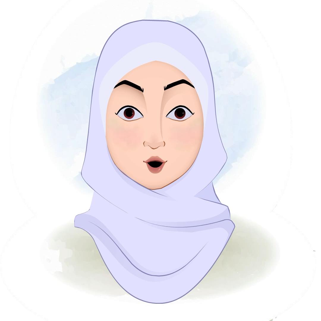 A muslim/arabic woman animated cartoon face with different facial expressions aka joya