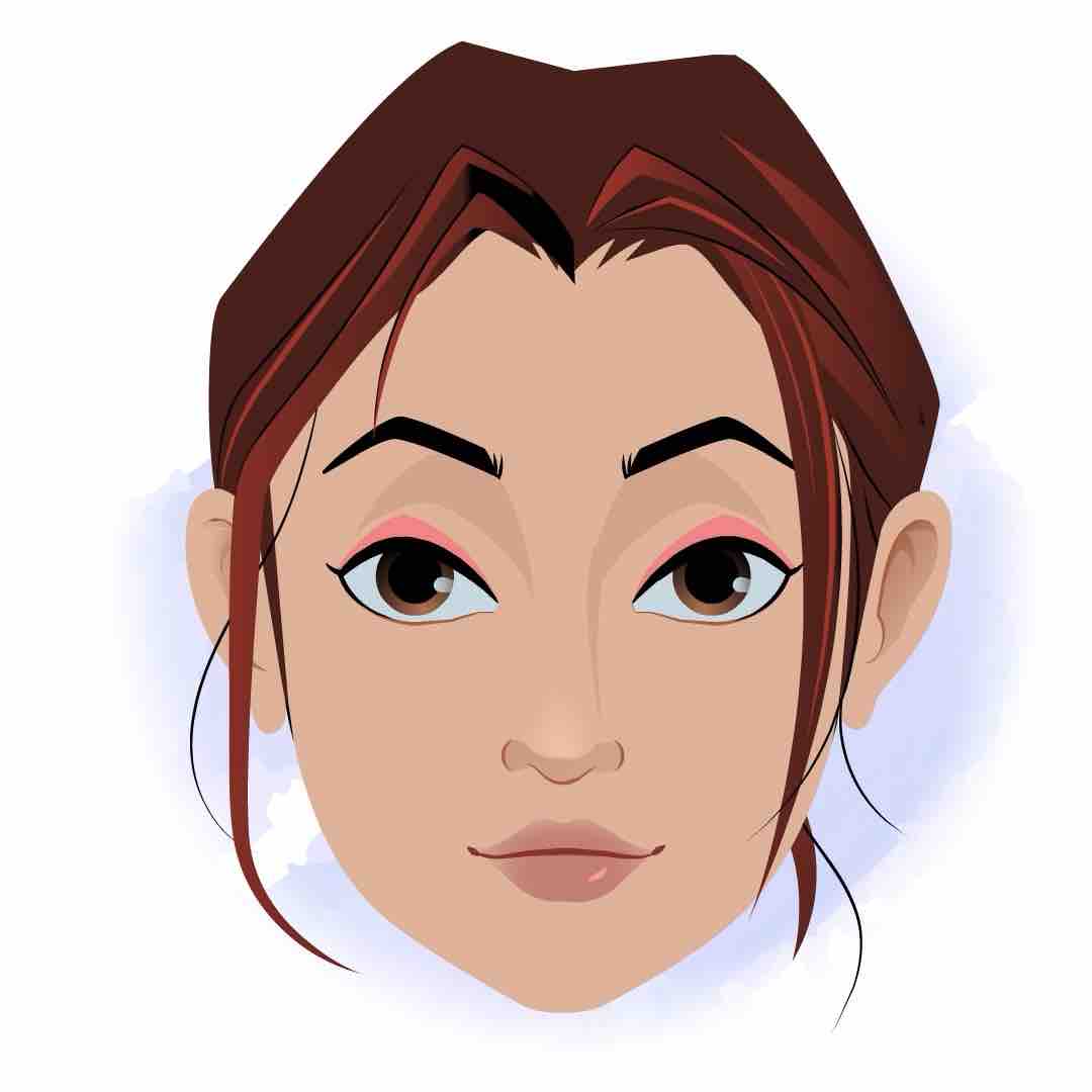 A workout female animated cartoon face with different facial expressions aka olivia