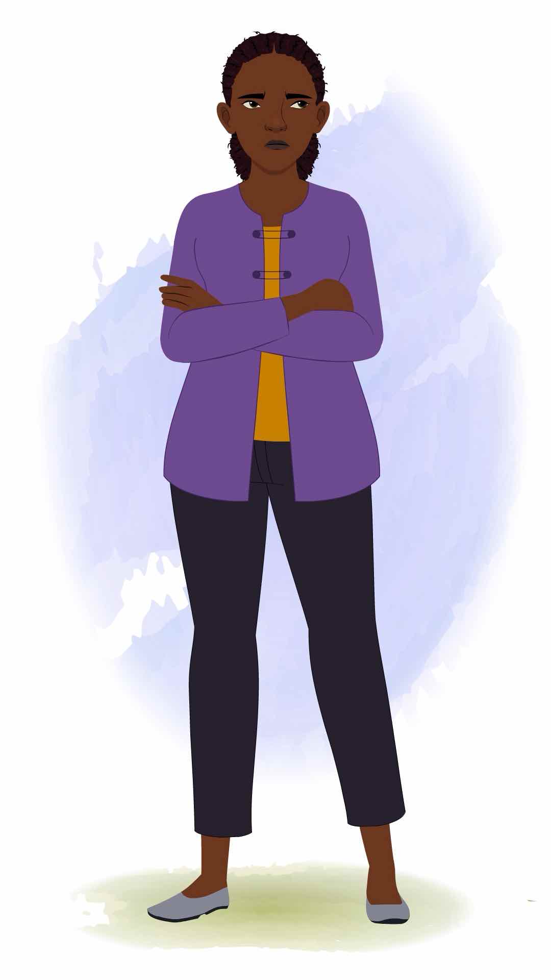 An annoyed black female teacher animated cartoon character aka miss luna