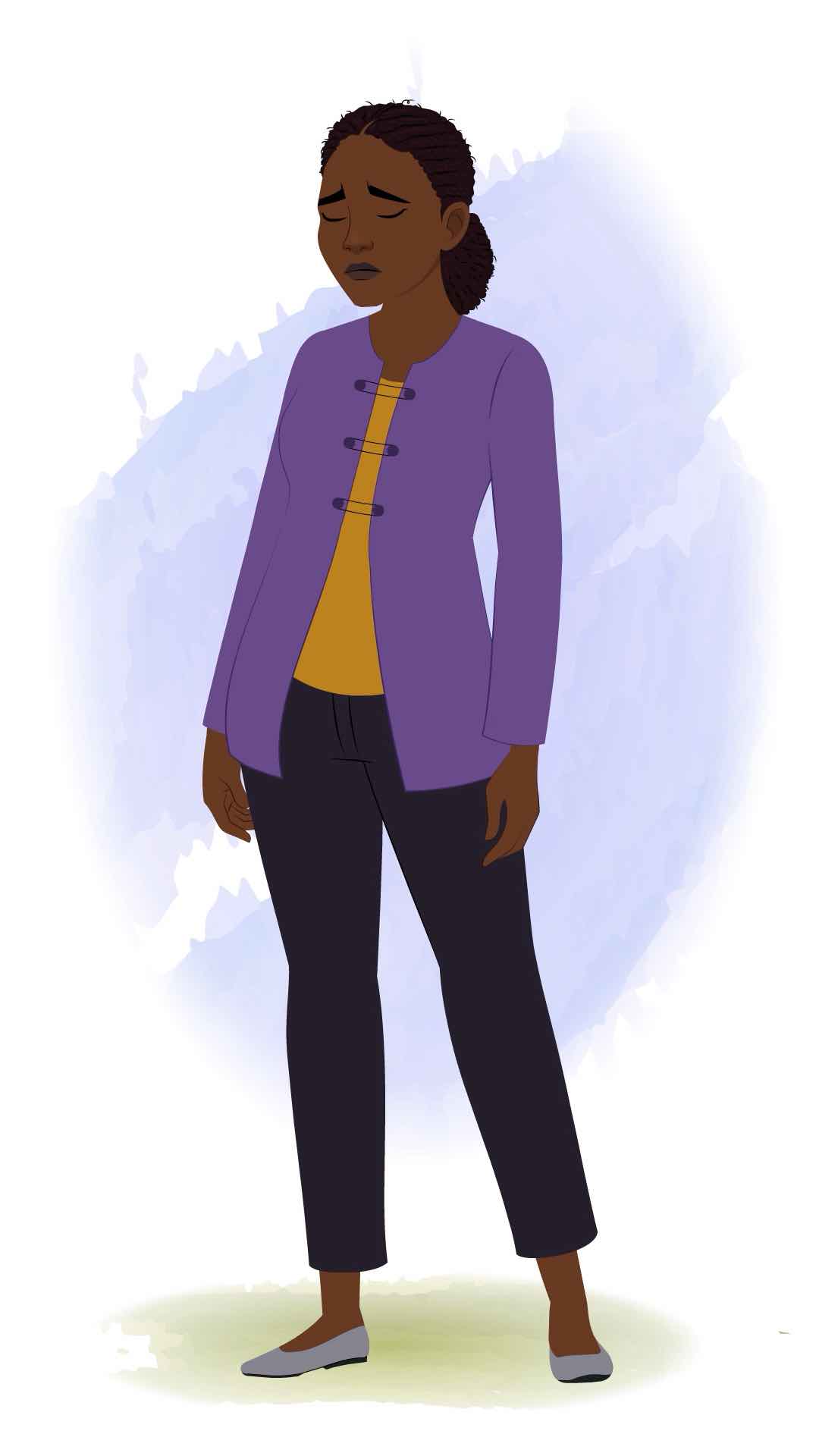 A black female teacher sad animated cartoon character aka miss luna