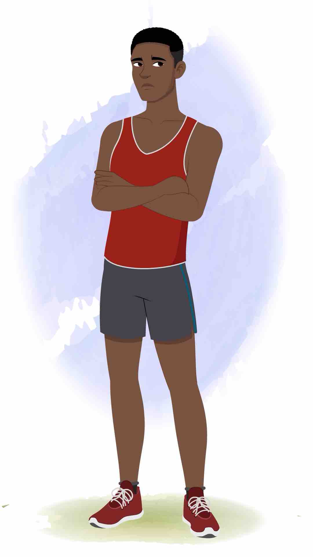 An annoyed athlete man animated cartoon character aka brady