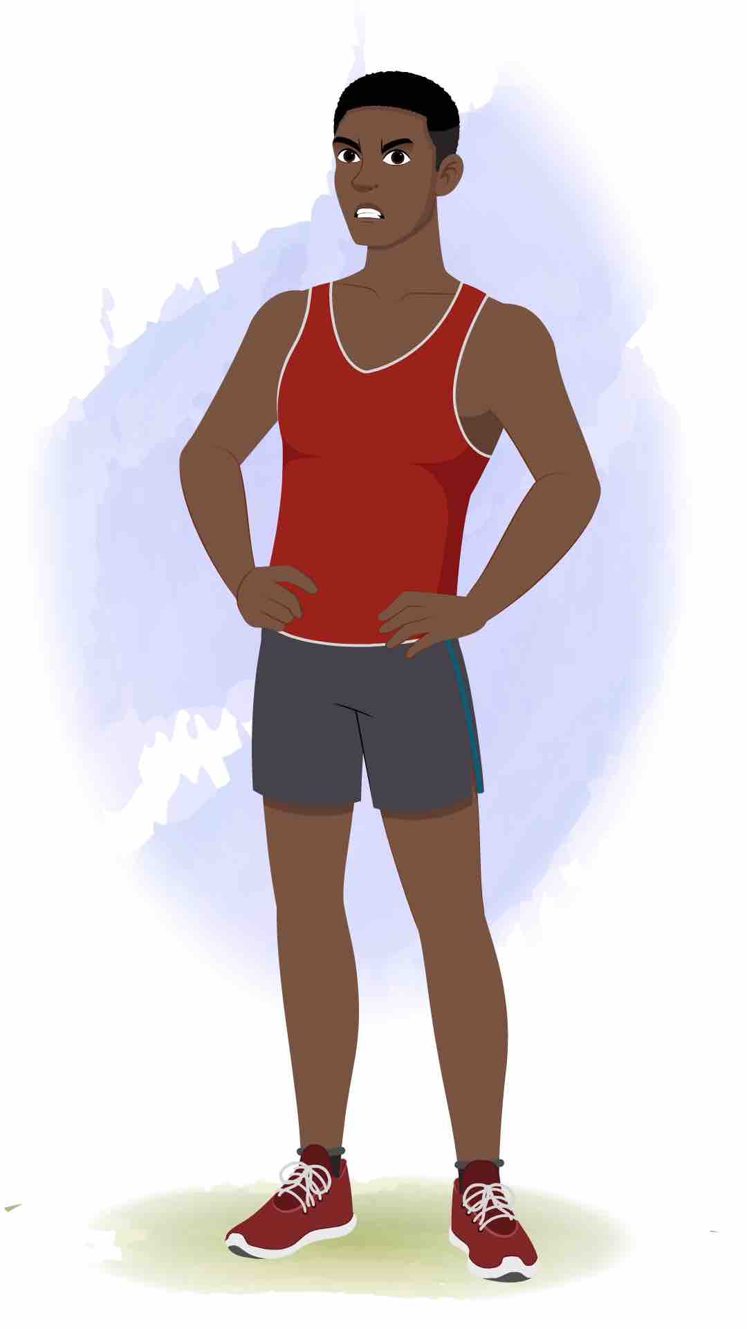 An angry athlete man animated cartoon character aka brady