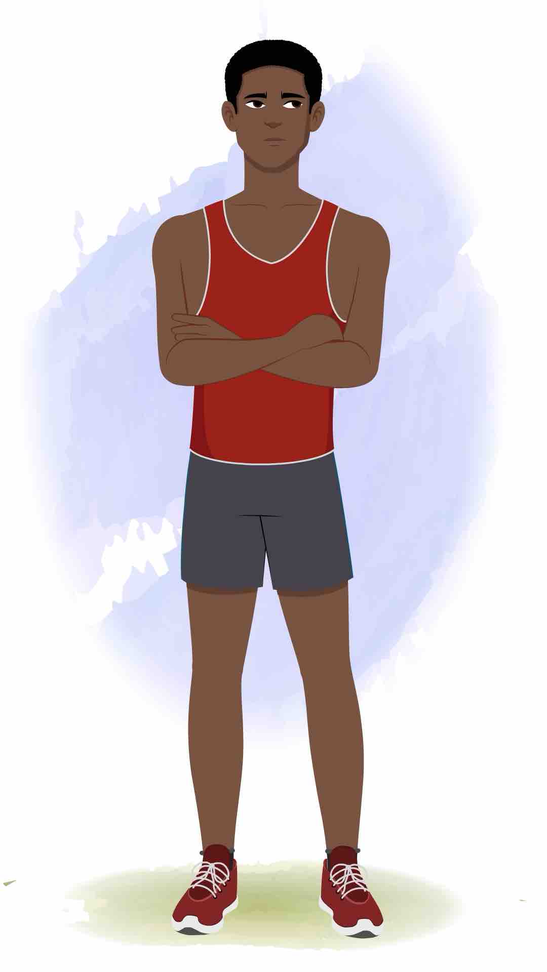 An annoyed athlete man animated cartoon character aka brady