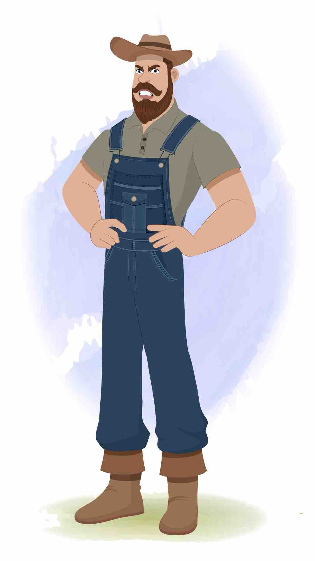 An angry American farmer animated cartoon character aka mr.Joe