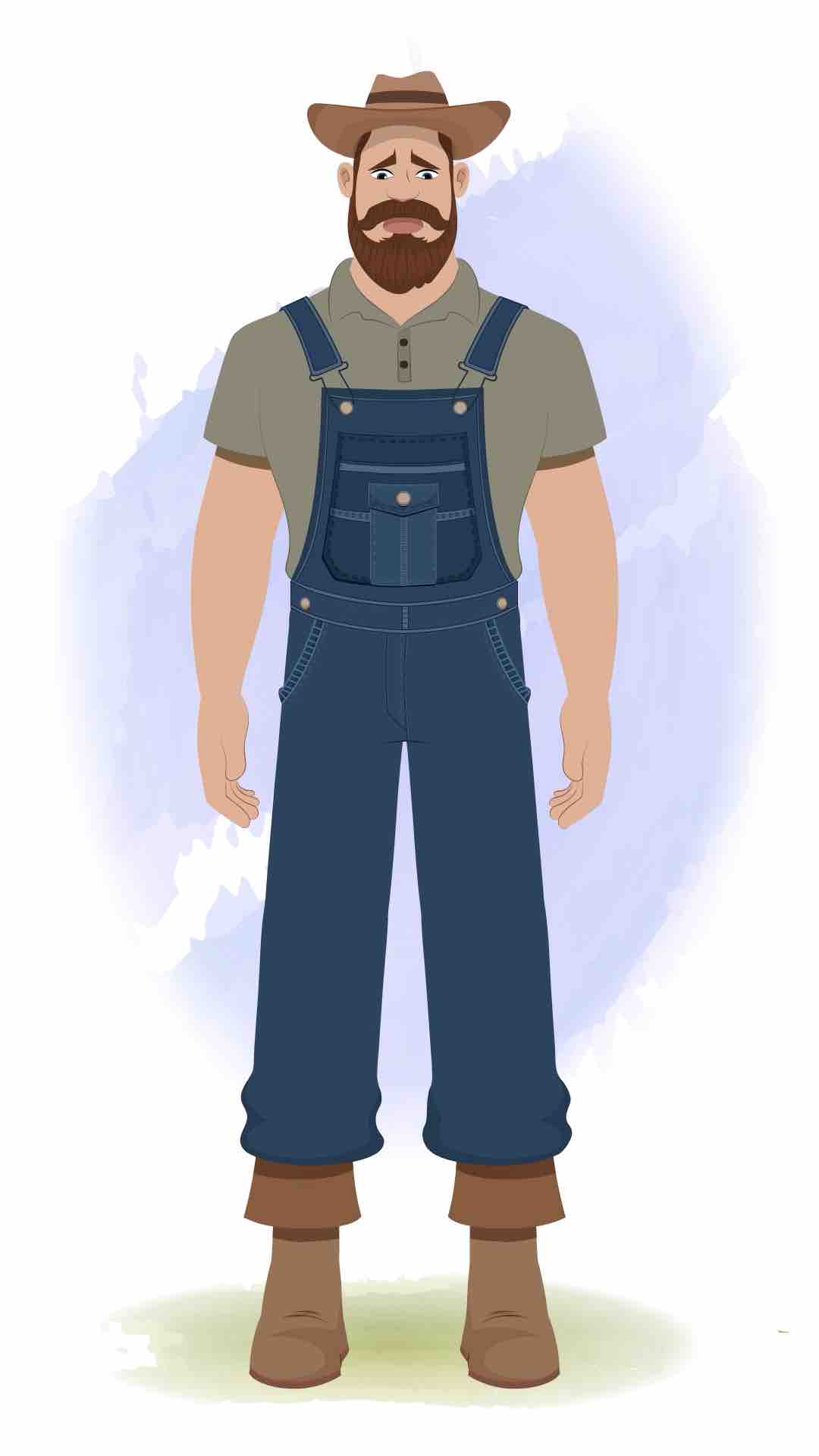 An American farmer sad animated cartoon character aka mr.Joe