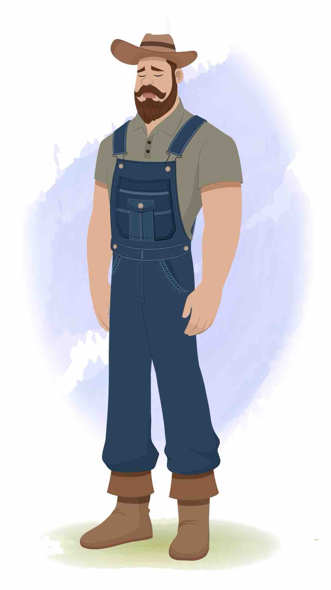 An American farmer sad animated cartoon character aka mr.Joe