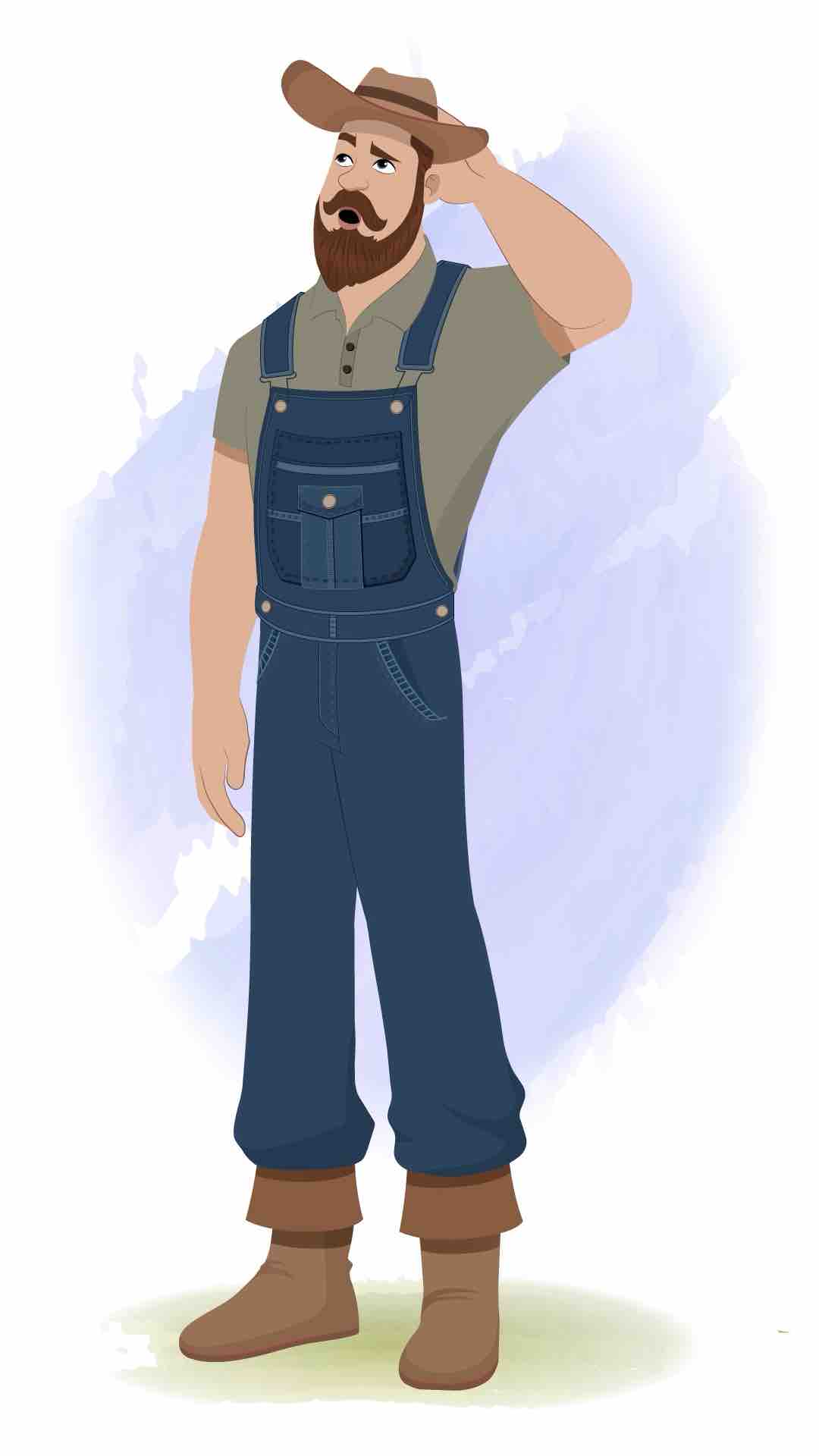 A confused American farmer animated cartoon character aka mr.Joe