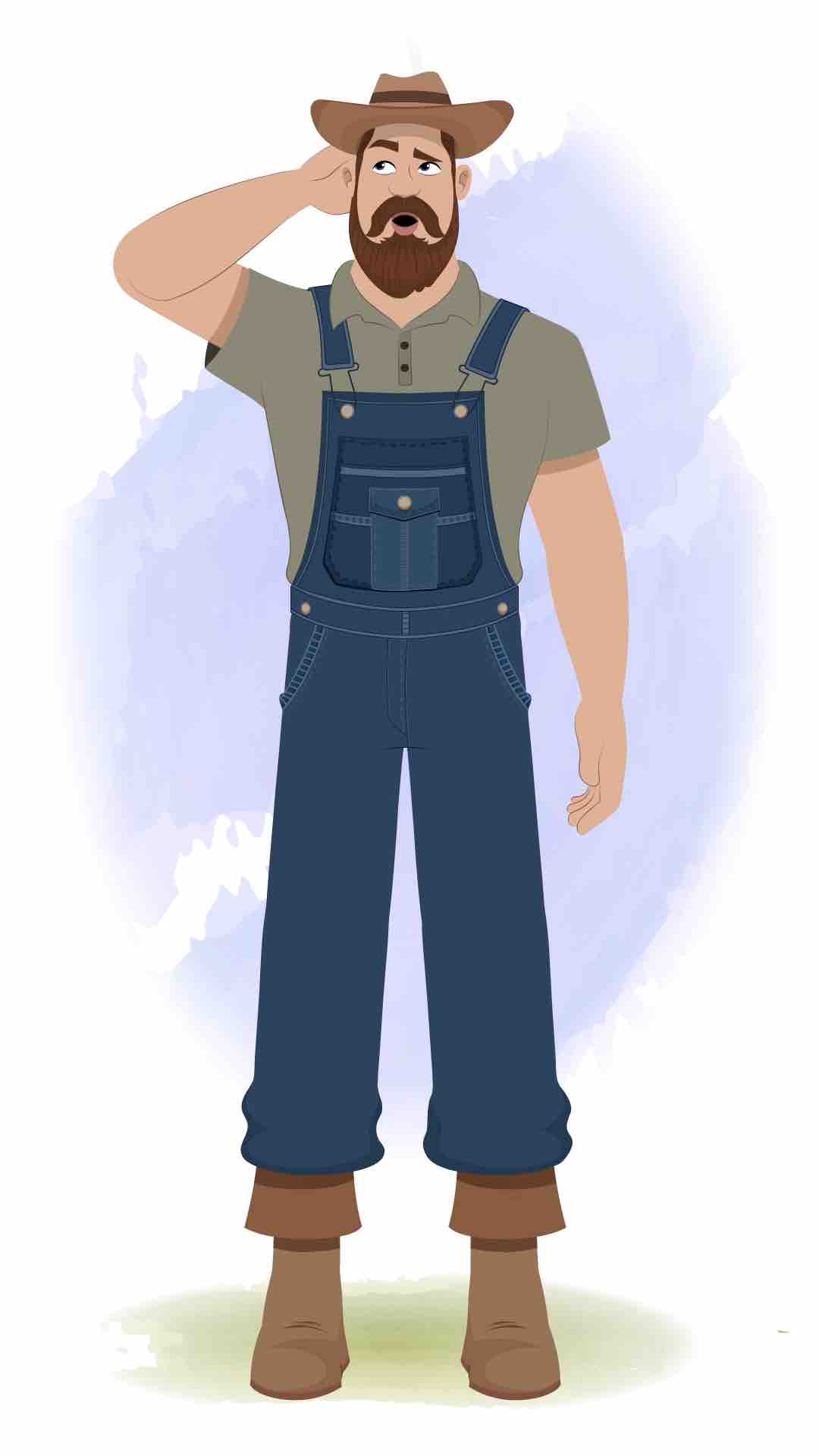 A confused American farmer animated cartoon character aka mr.Joe