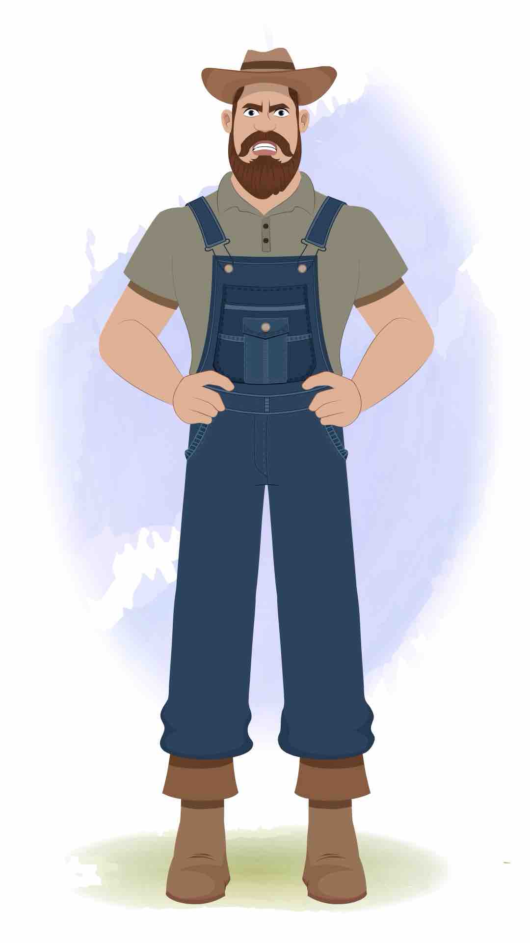 An angry American farmer animated cartoon character aka mr.Joe