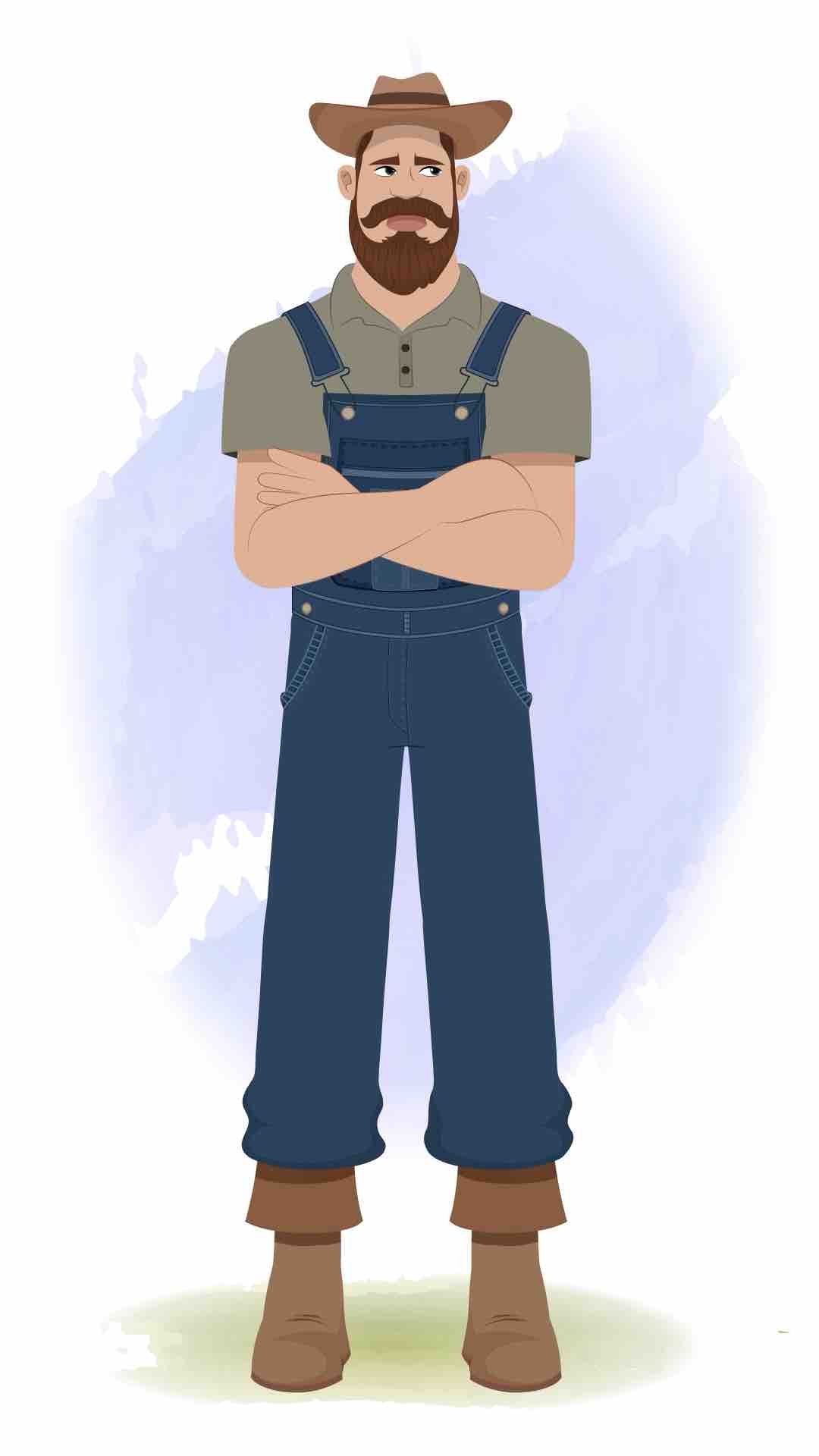 An annoyed American farmer animated cartoon character aka mr.Joe