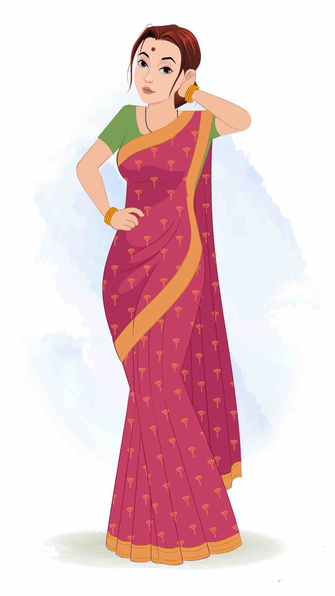 A beautiful Indian woman dancing animated cartoon character aka preet